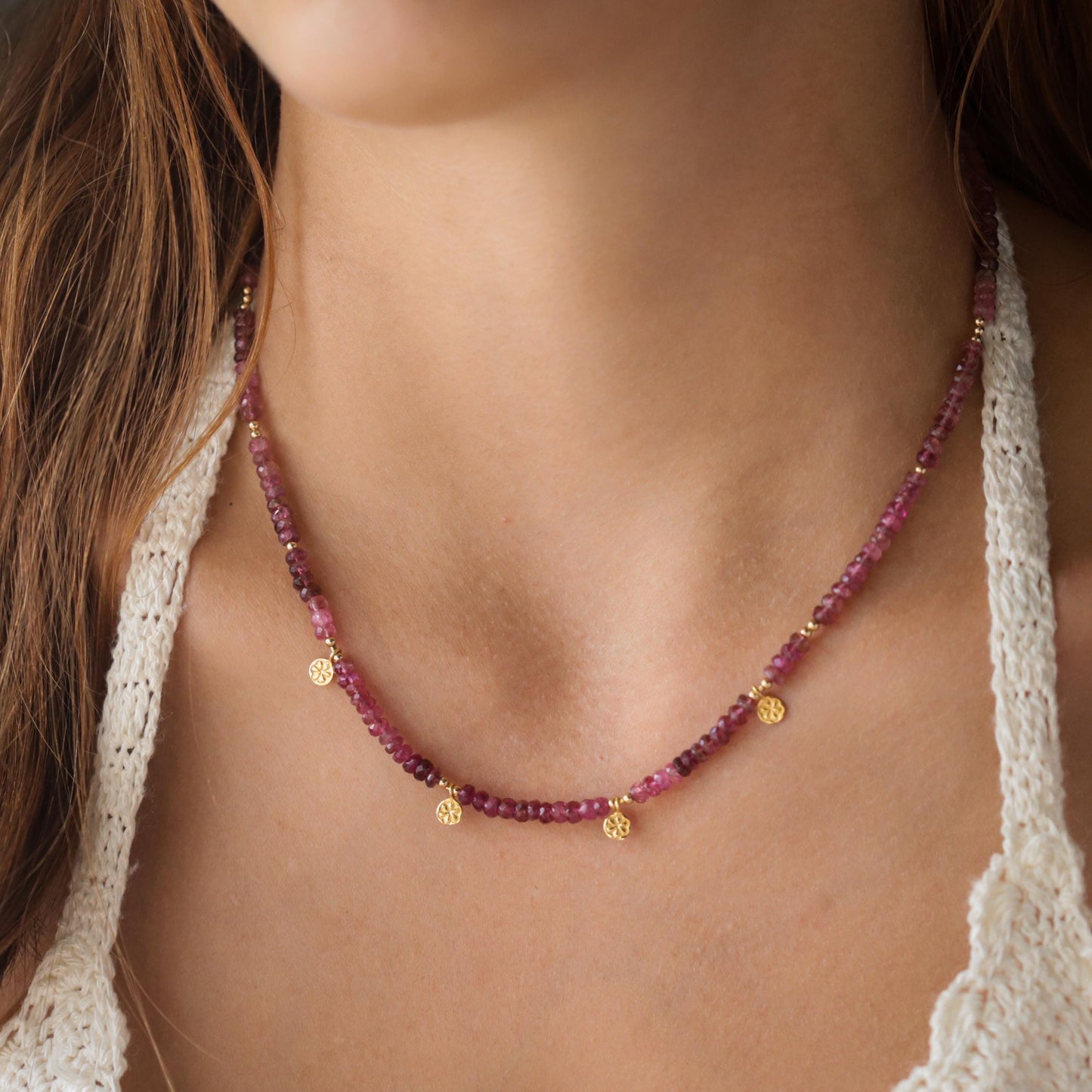 Stunning Pink Tourmaline beaded necklace | Pink Tourmaline | Pink necklace | pink tourmaline necklace | beaded necklace #0467