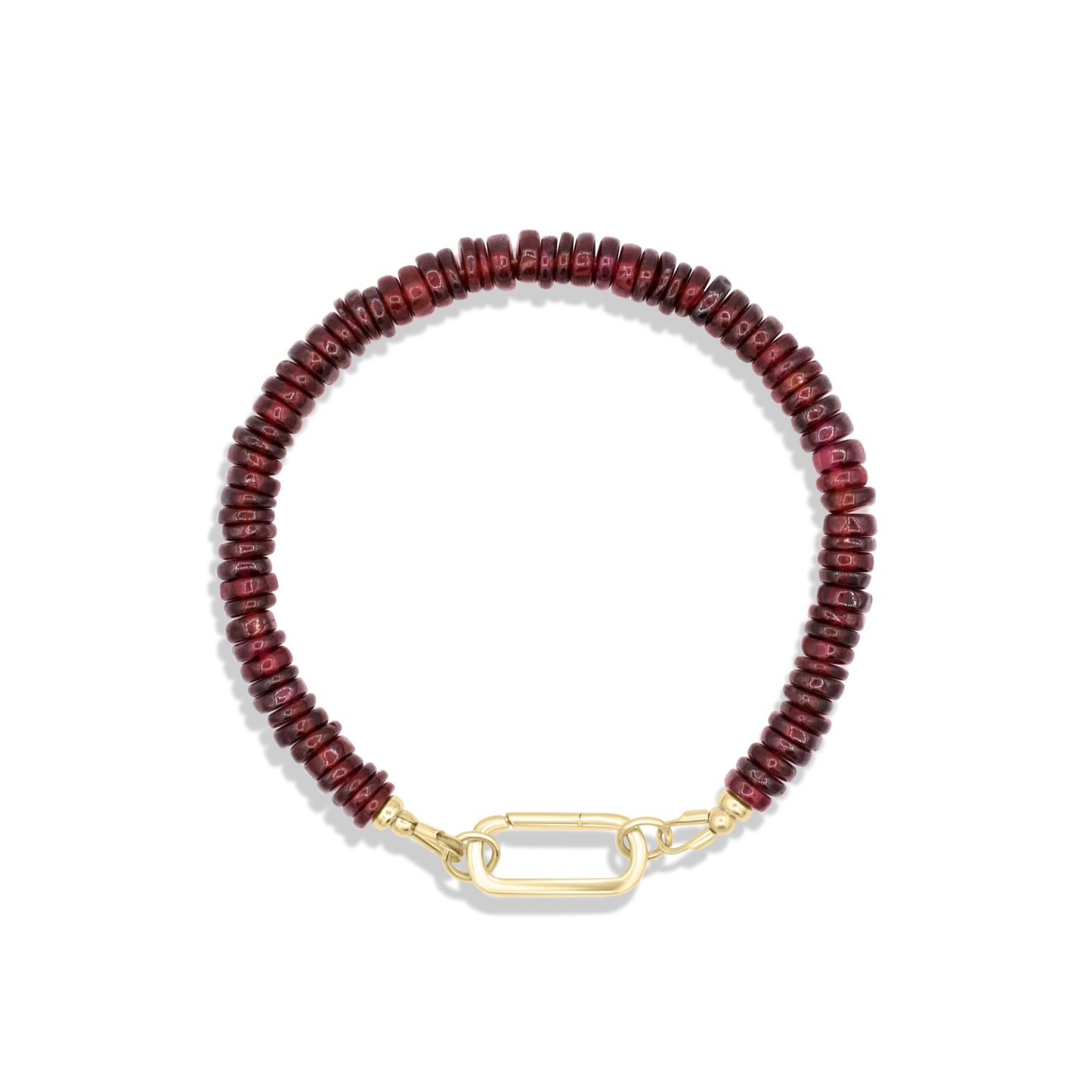 Garnet Carabiner Bracelet -14K