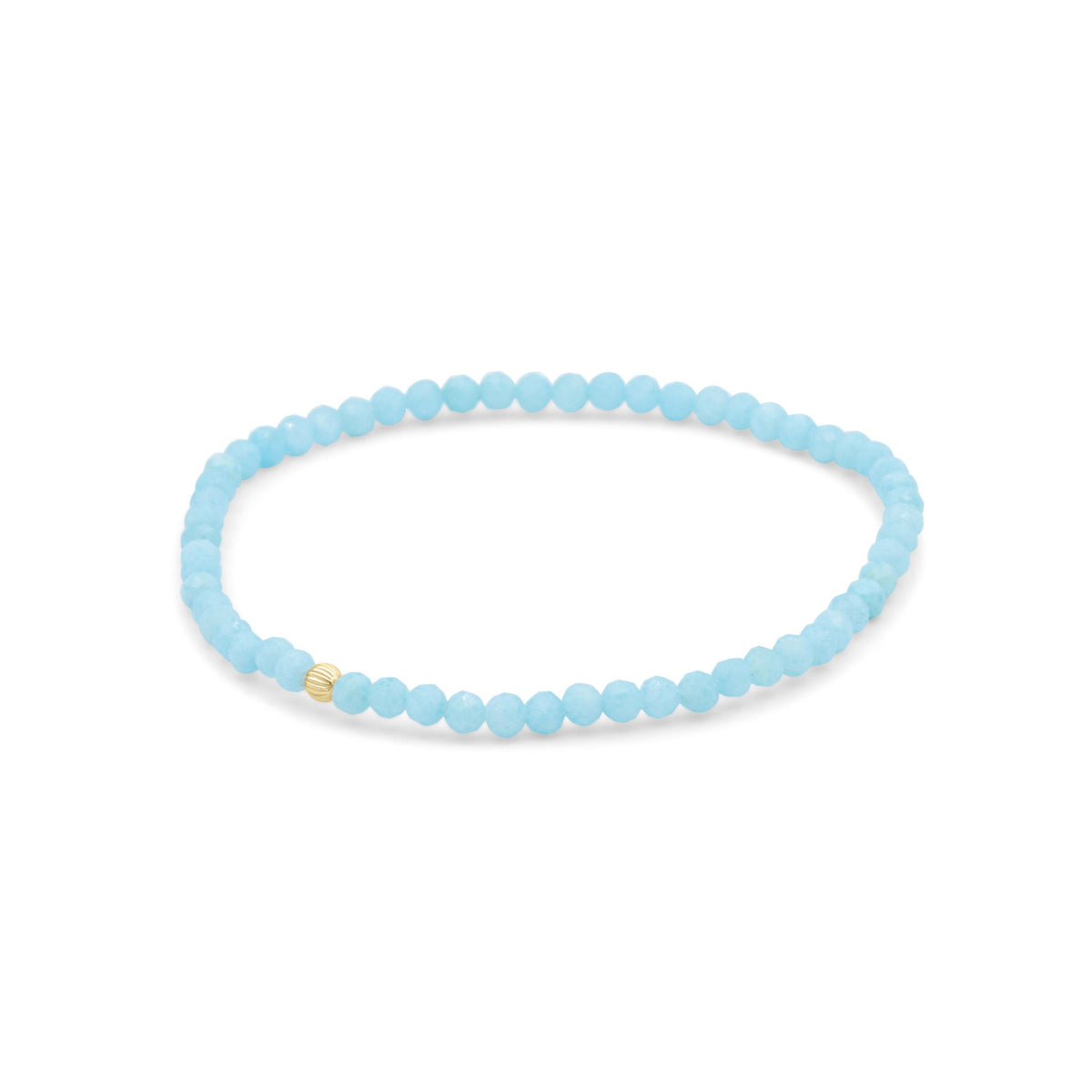 Serene Calm Larimar bracelet with 14K gold accents from Earthly Abundance, featuring smooth blue larimar stones on a delicate chain.