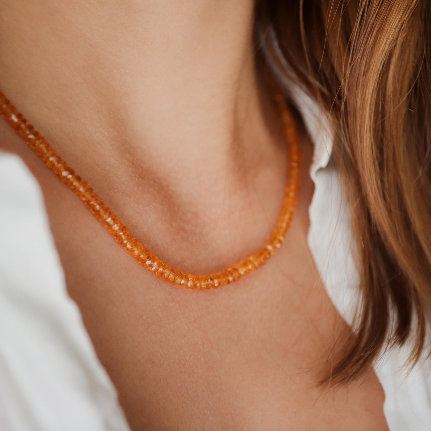 RARE! Spessartite Garnet Necklace, Spessartite Garnet Gemstone beaded necklace | AAAA+ Spessartite orange garnet | rare quality Spessartite