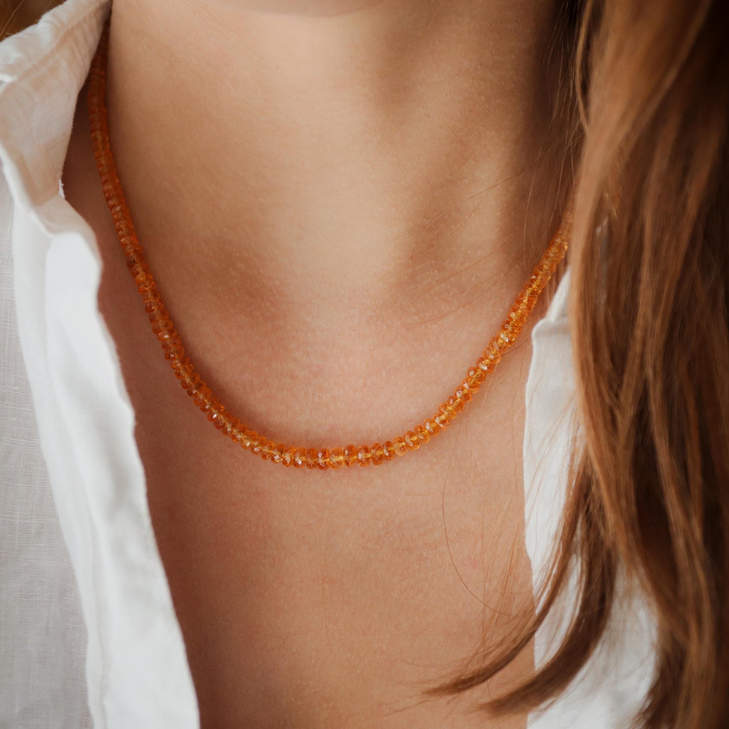 RARE! Spessartite Garnet Necklace, Spessartite Garnet Gemstone beaded necklace | AAAA+ Spessartite orange garnet | rare quality Spessartite