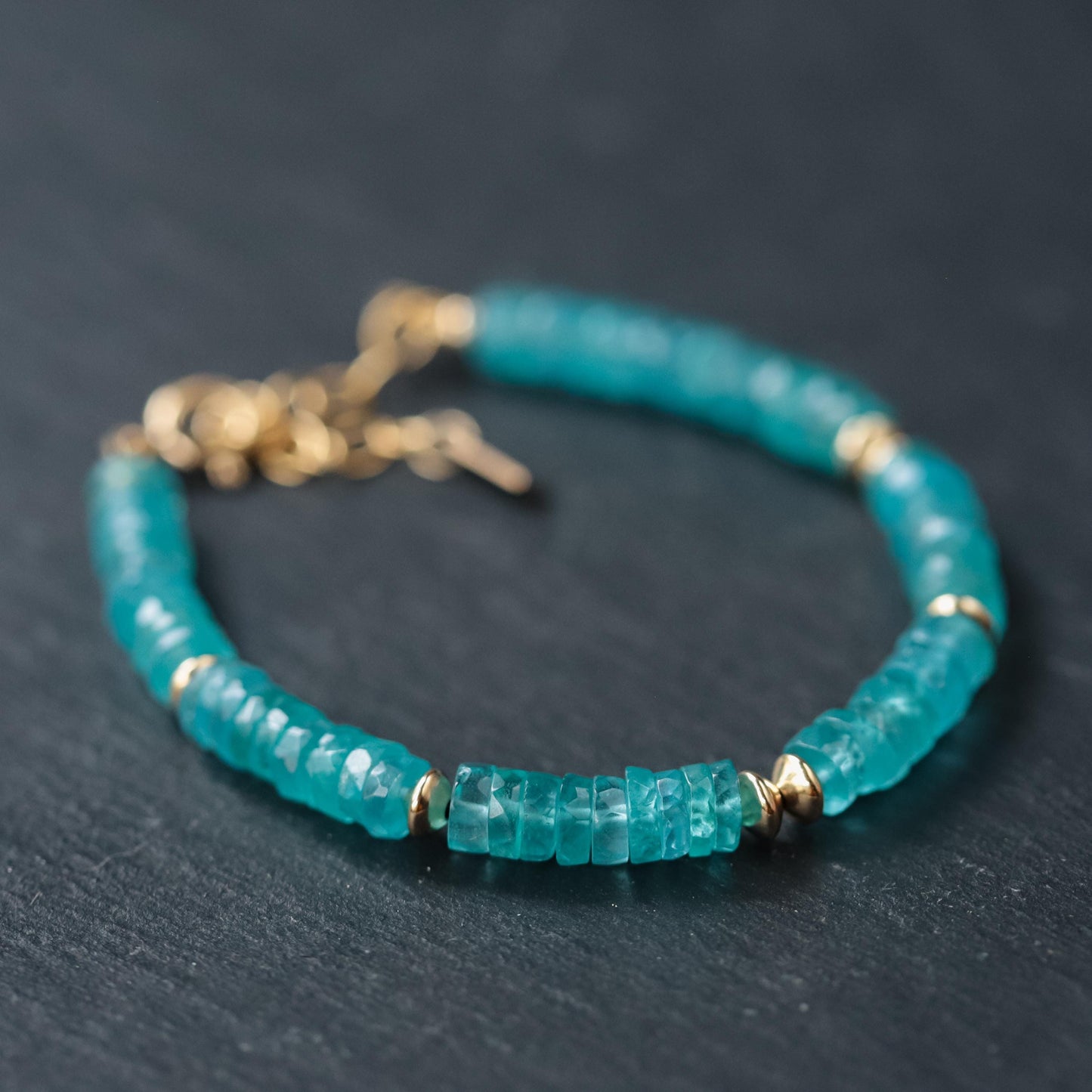 AAAA+ Apatite Bracelet, beaded apatite bracelet | Stunning faceted blue apatite bracelet, high quality apatite jewelry, women's apatite