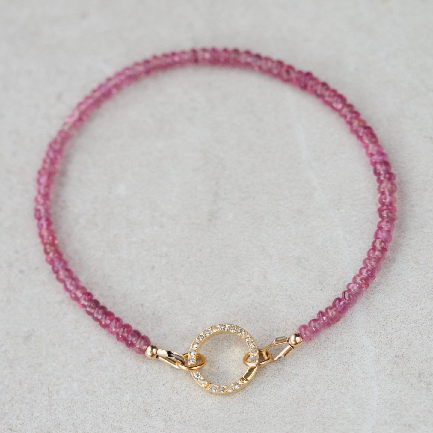Pink Sapphire Bracelet with White Topaz Carabiner