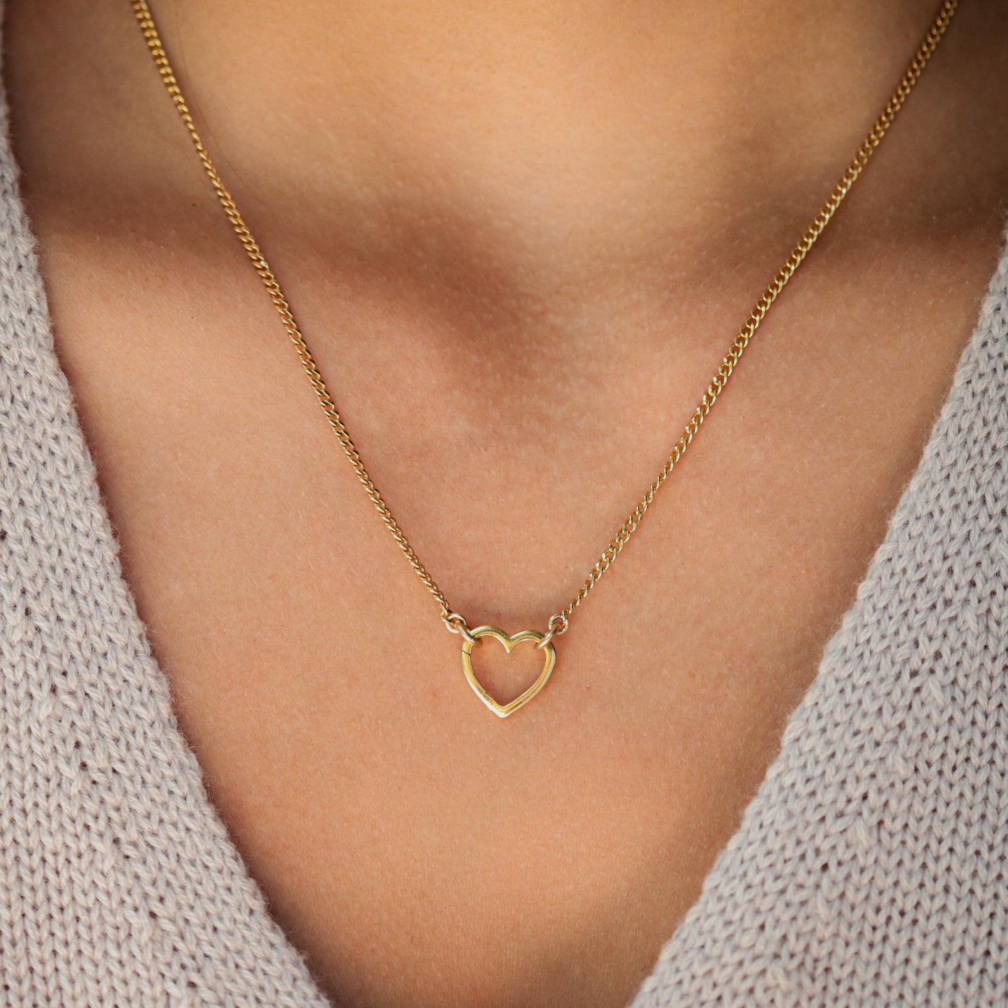 Gold Filled Paperclip Chain Carabiner Necklace