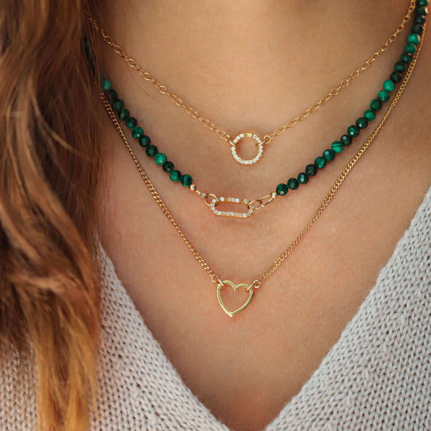 Gold Filled Paperclip Chain Carabiner Necklace