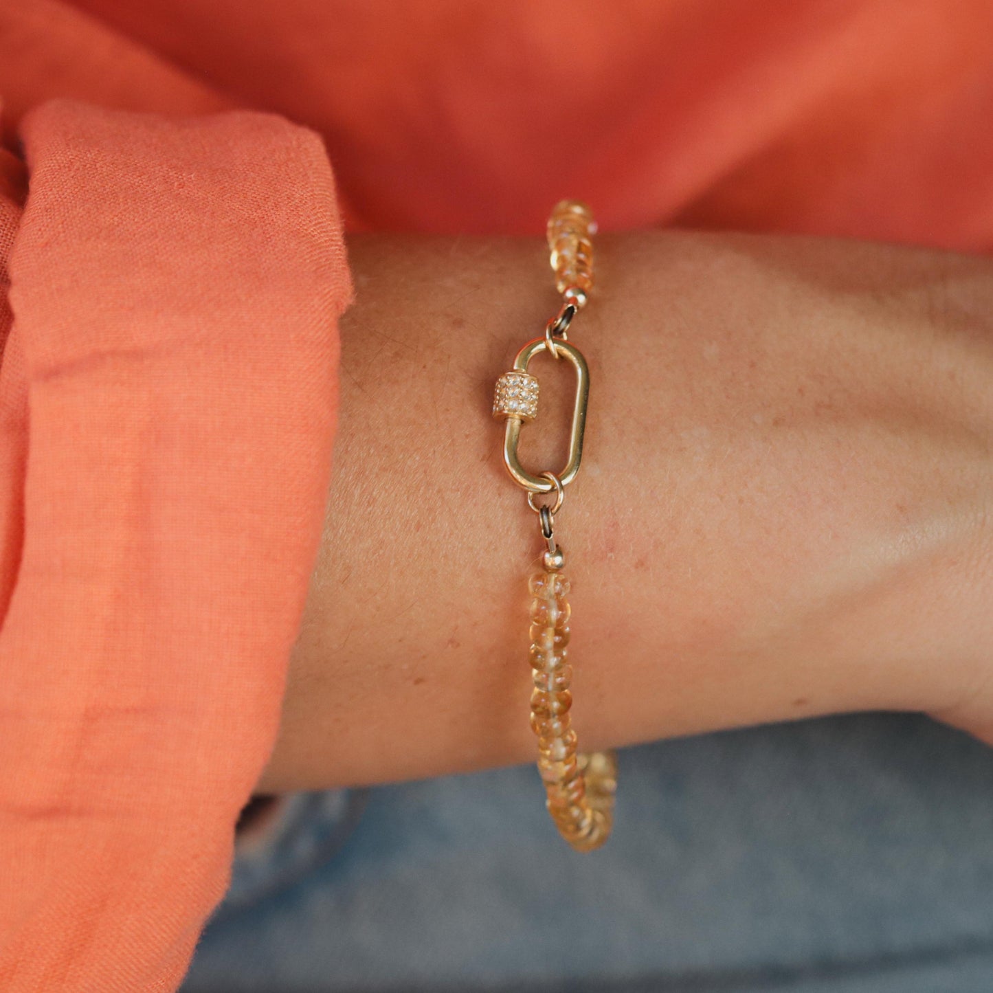 Smooth citrine bracelet | Unheated untreated genuine citrine | beaded citrine bracelet | 14K gold filled citrine