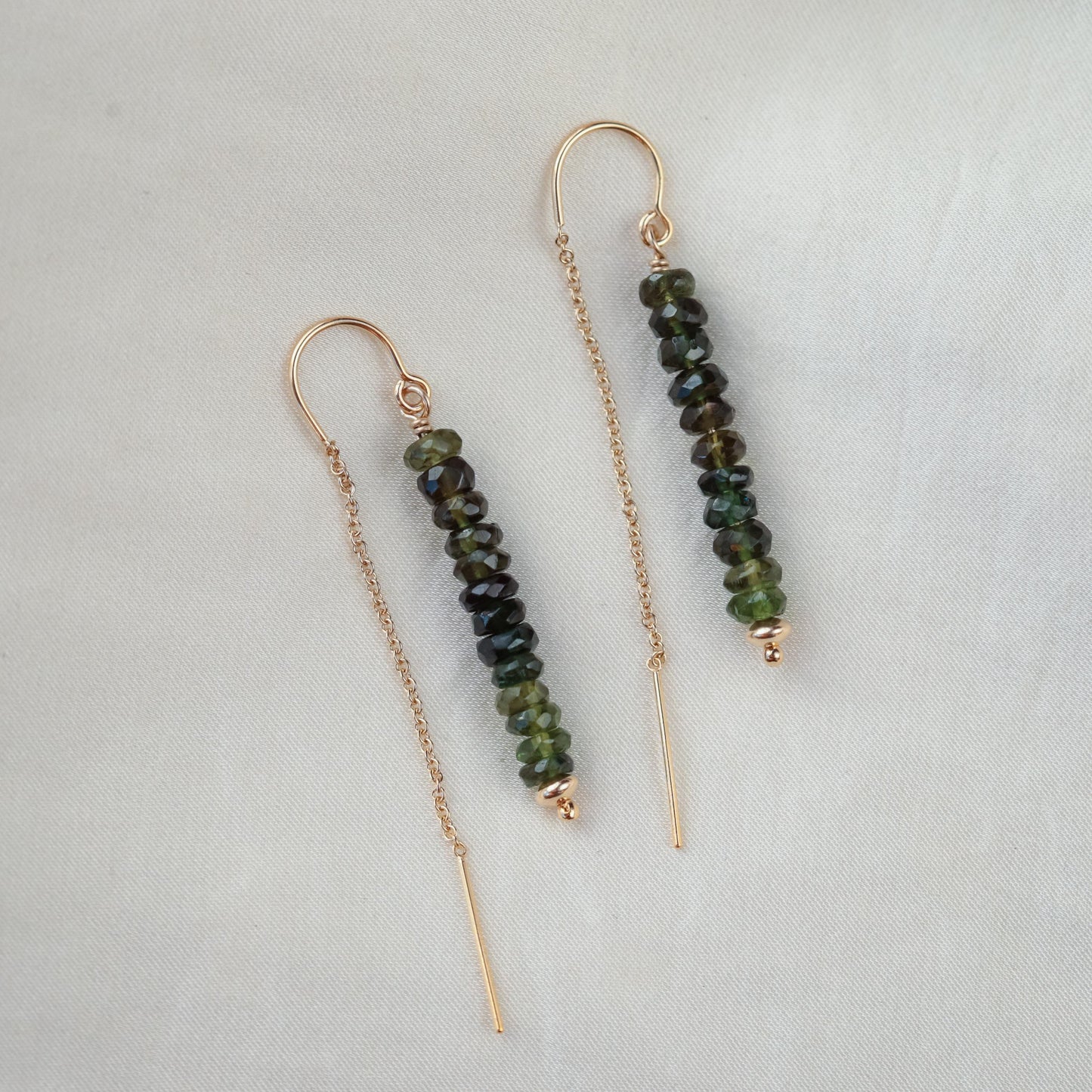Green tourmaline threaders - 14K gold filled