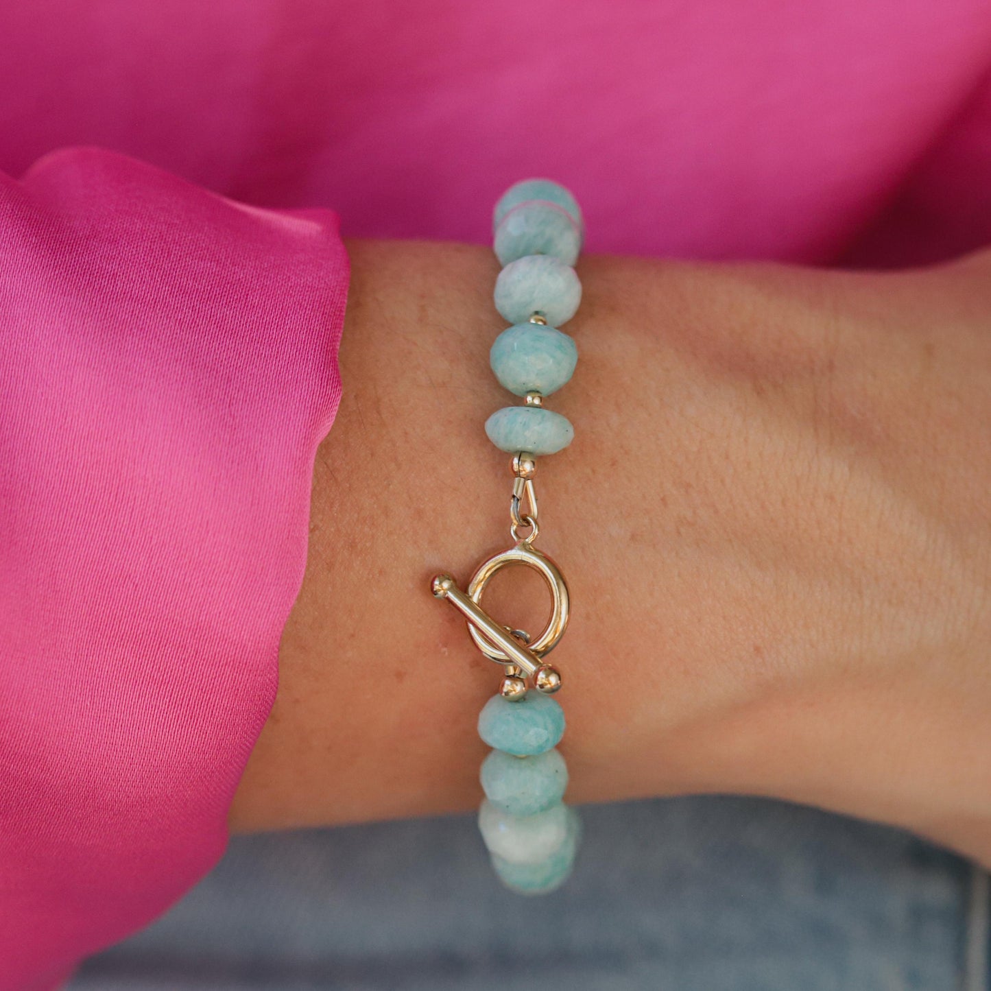 Amazonite chunky Bracelet | Toggle Amazonite Bracelet | delicate amazonite bracelet | amazonite gold filled bracelet