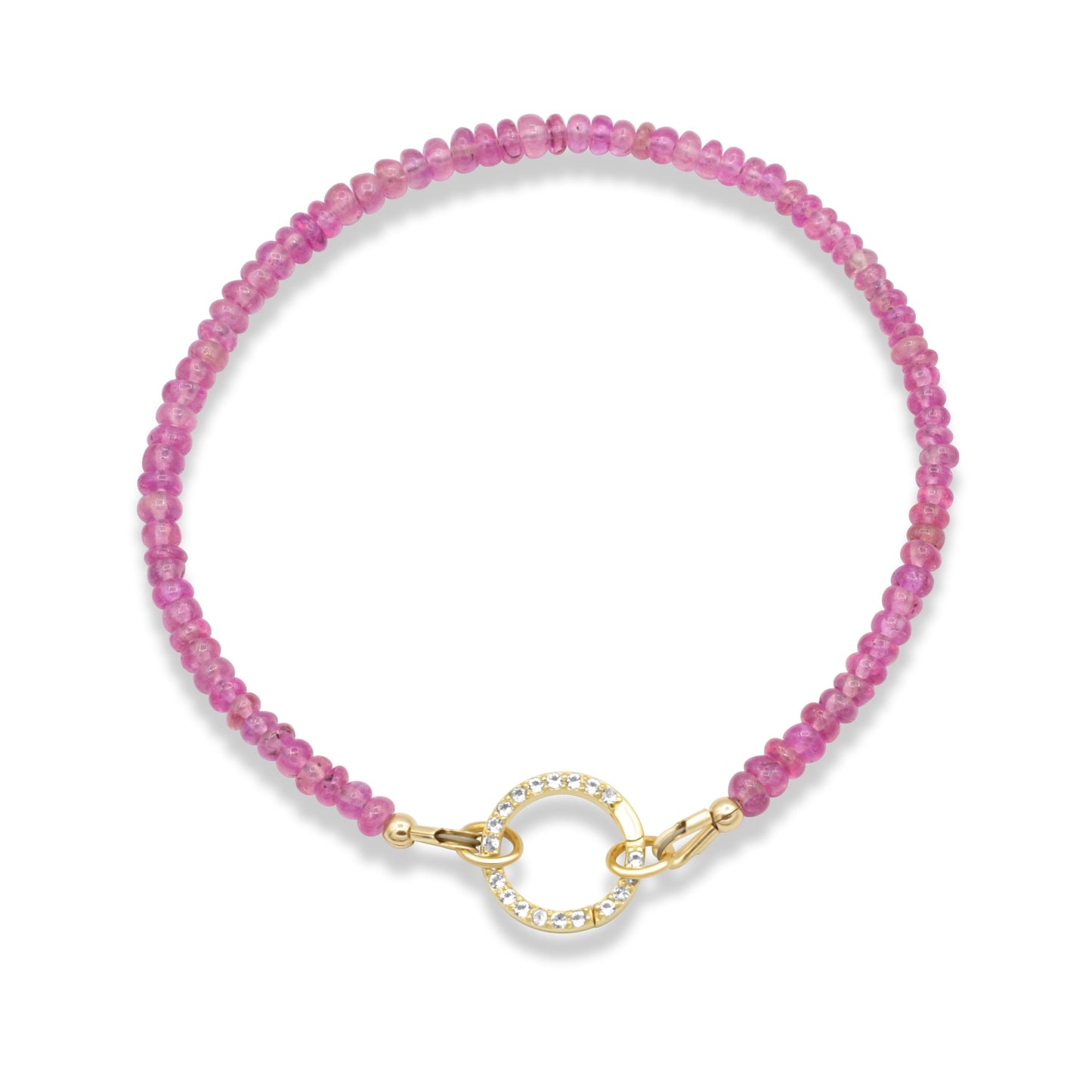 Pink Sapphire Bracelet with White Topaz Carabiner