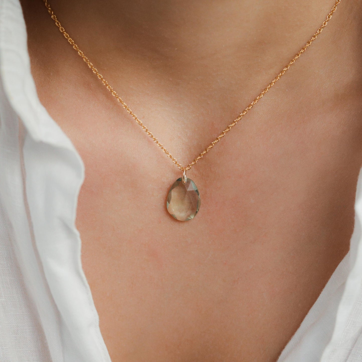 Green amethyst pendant Necklace, Green amethyst necklace, Green amethyst jewelry, 14K gold filled Green amethyst , Green amethyst