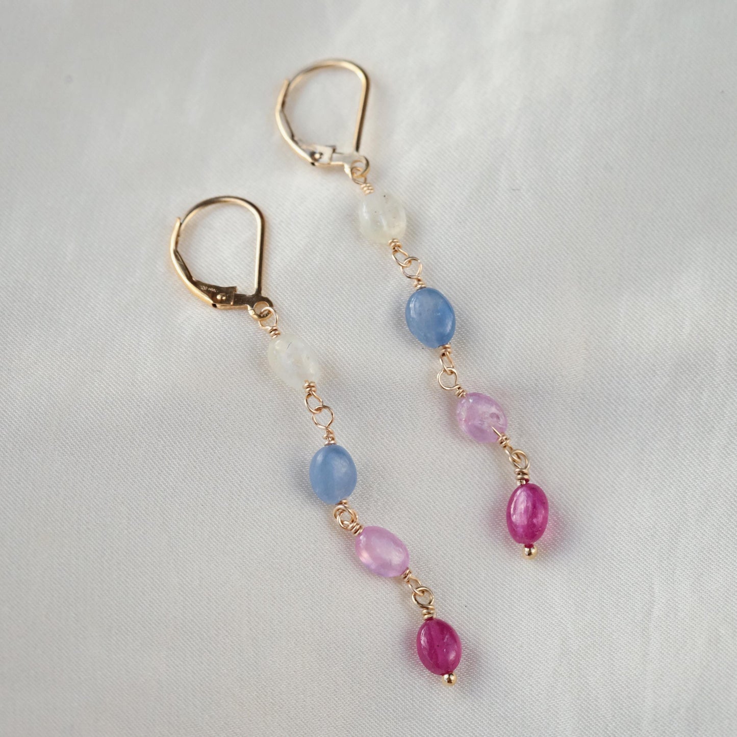 14K gold filled sapphire earrings, AAAA+ sapphire earrings, gold filled sapphire drop earrings, genuine sapphire