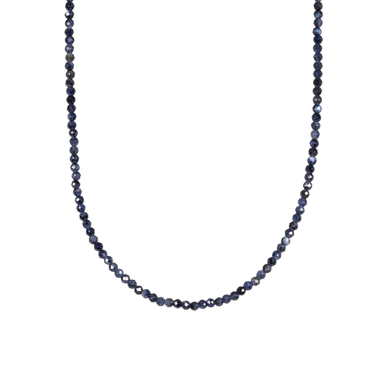 14K GOLD Blue Sapphire Beaded Necklace, Women's Gemstone Choker Necklace, Faceted Blue Sapphire | September birthstone | rose gold sapphire