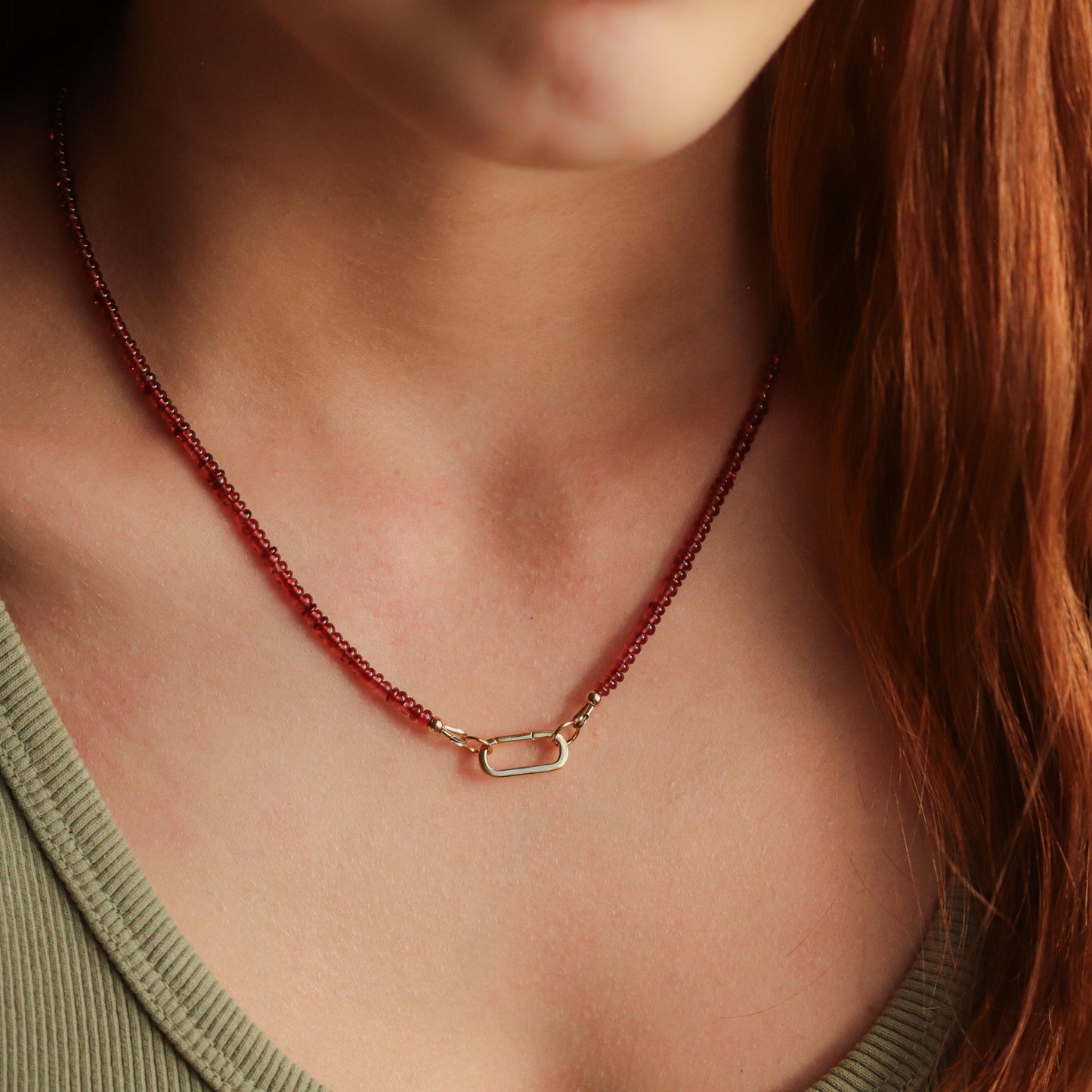 14K SOLID GOLD aaaa+ Garnet Carabiner Necklace | Women's garnet necklace, Deep Red Garnet Necklace | Garnet gold necklace | Garnet statement