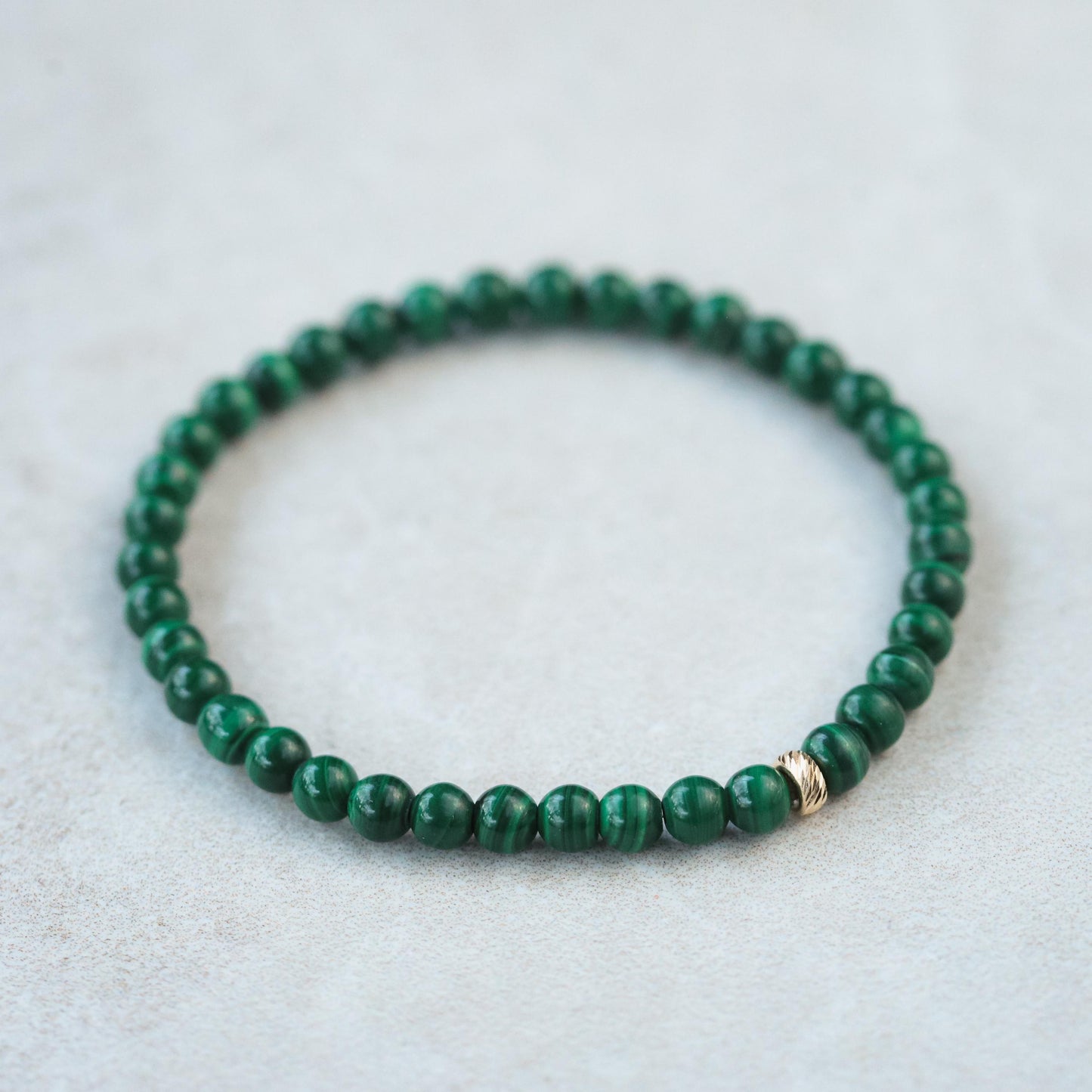 SOLID 14K GOLD Malachite 4mm bracelet | Mini Gemstone Bracelet 4mm | AAA Malachite | Yoga Bracelet | Stackable Bracelet | 4mm malachite