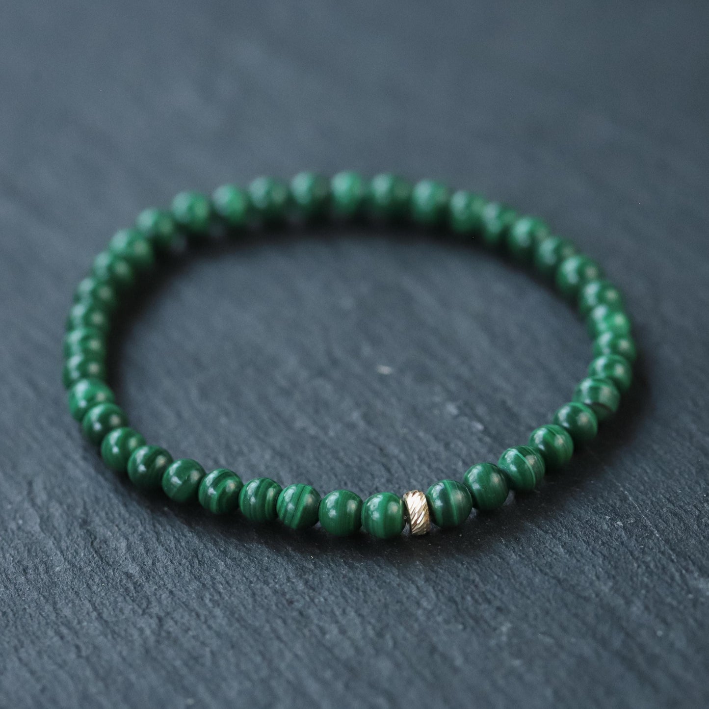SOLID 14K GOLD Malachite 4mm bracelet | Mini Gemstone Bracelet 4mm | AAA Malachite | Yoga Bracelet | Stackable Bracelet | 4mm malachite