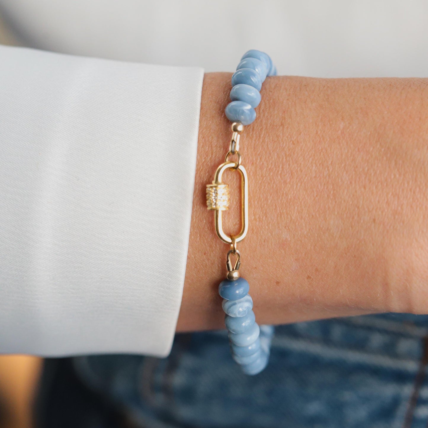 Blue Opal Bracelet | beaded Blue Opal Bracelet | dainty Blue Opal Bracelet beaded bracelet | 14k gold filled Blue Opal Bracelet