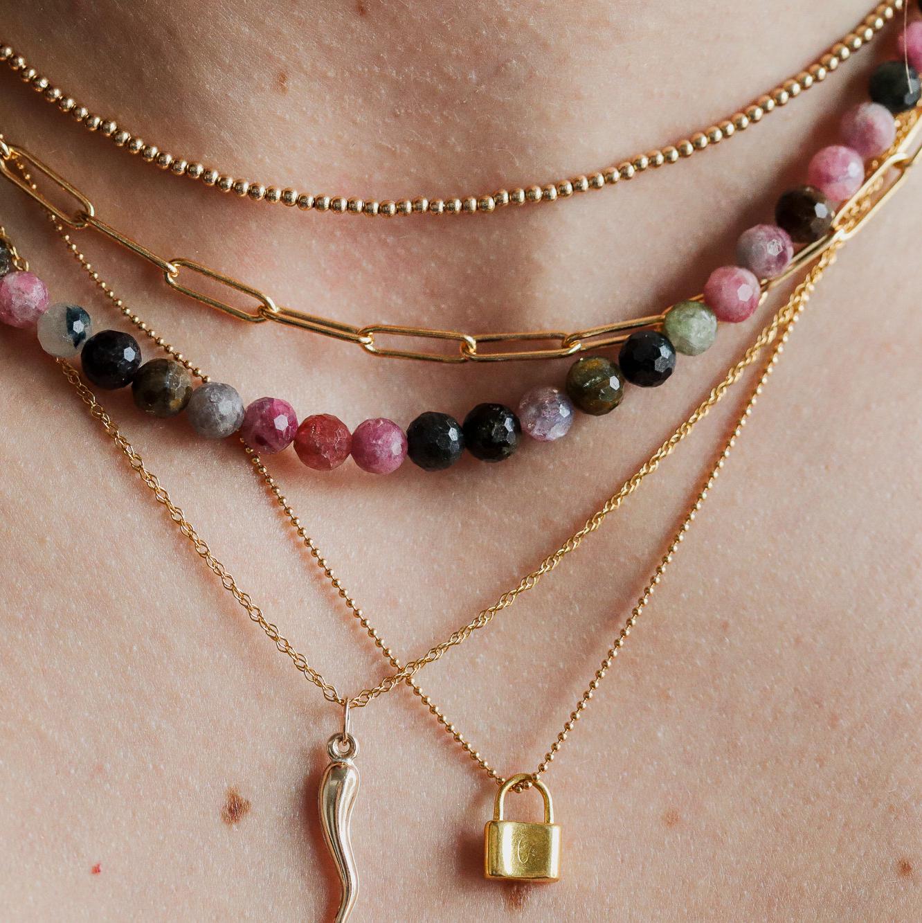 14K SOLID GOLD Chain, High Quality Gold Bead Necklace, Dainty Chain, Gold Chain, Minimalist Necklace, Layering Necklace #0270