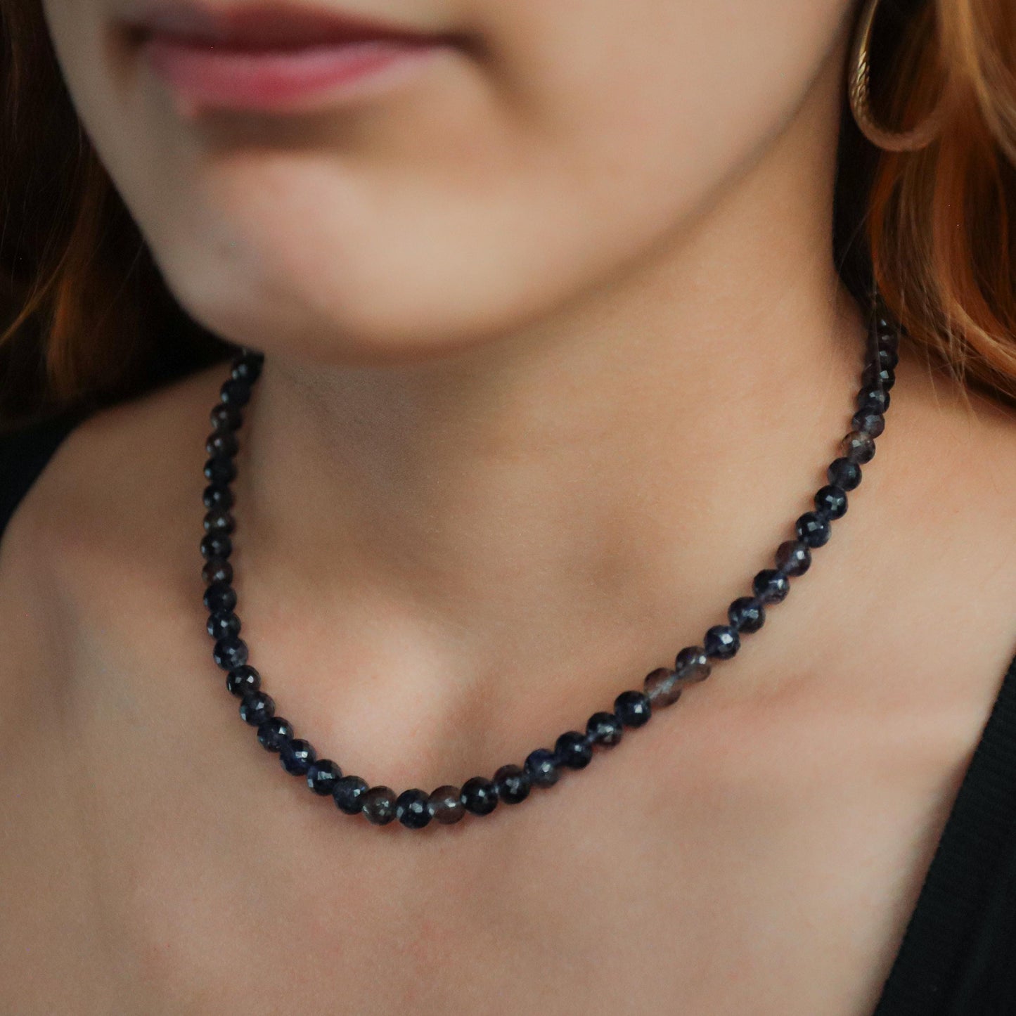 Faceted iolite Necklace | AAAA+ Iolite Beaded Necklace | Iolite necklace for women | Gemstone Necklace for Women | Beaded iolite