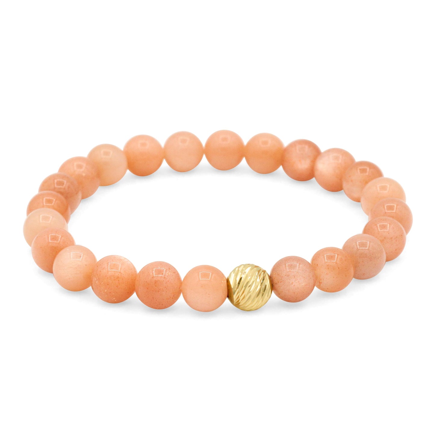 Earthly Abundance Paloma Peach Moonstone bracelet with peach and moonstone beads on a delicate silver chain.