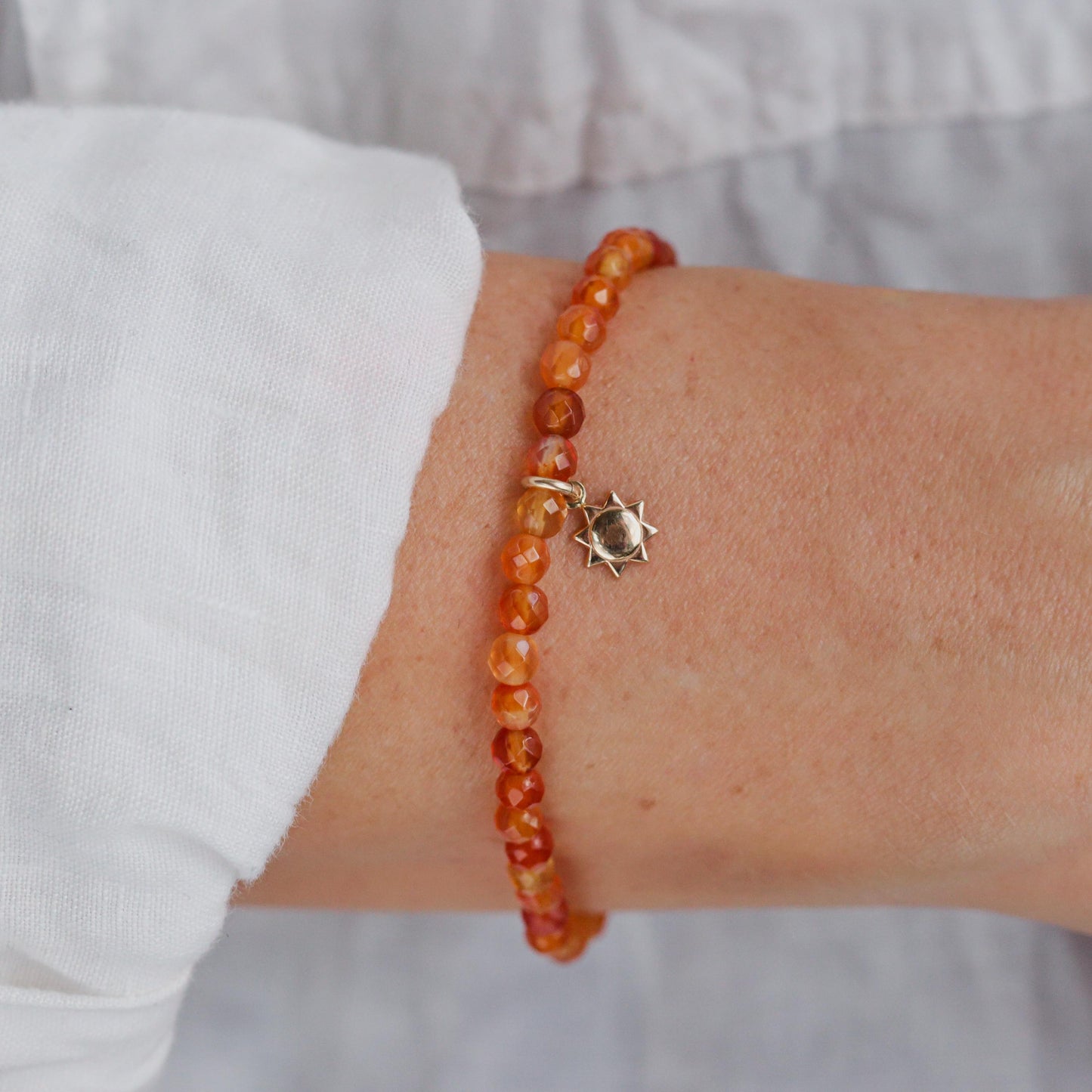 14K GOLD AAAA+ carnelian bracelet | Genuine Carnelian | carnelian beaded gemstone bracelet | orange natural stone | vitality, confidence