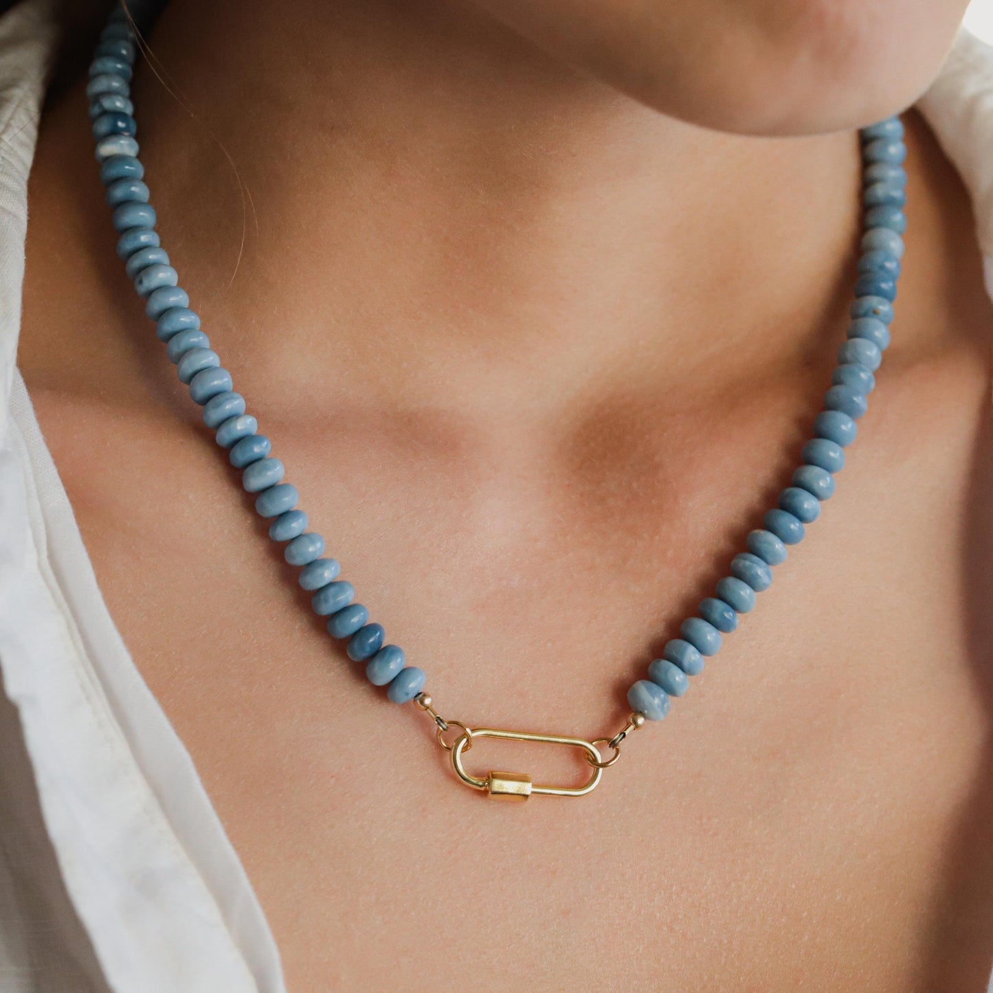 Blue opal necklace | Chunky Blue Beaded opal Necklace | Candy opal necklace | Statement opal | smooth opal necklace | opal necklace beaded