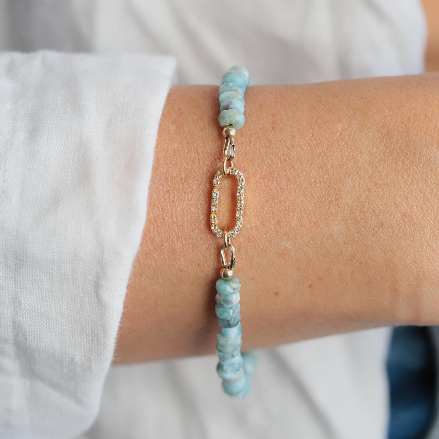 Dainty Larimar Bracelet | Dainty Larimar stacking bracelet | Larimar | genuine larimar bracelet | genuine larimar bracelet | natural larimar