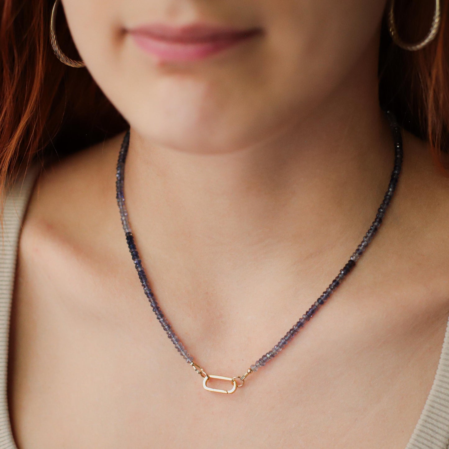 Ombre Iolite Necklace | Iolite Beaded Necklace | Iolite necklace for women | Gemstone Necklace for Women | Beaded iolite