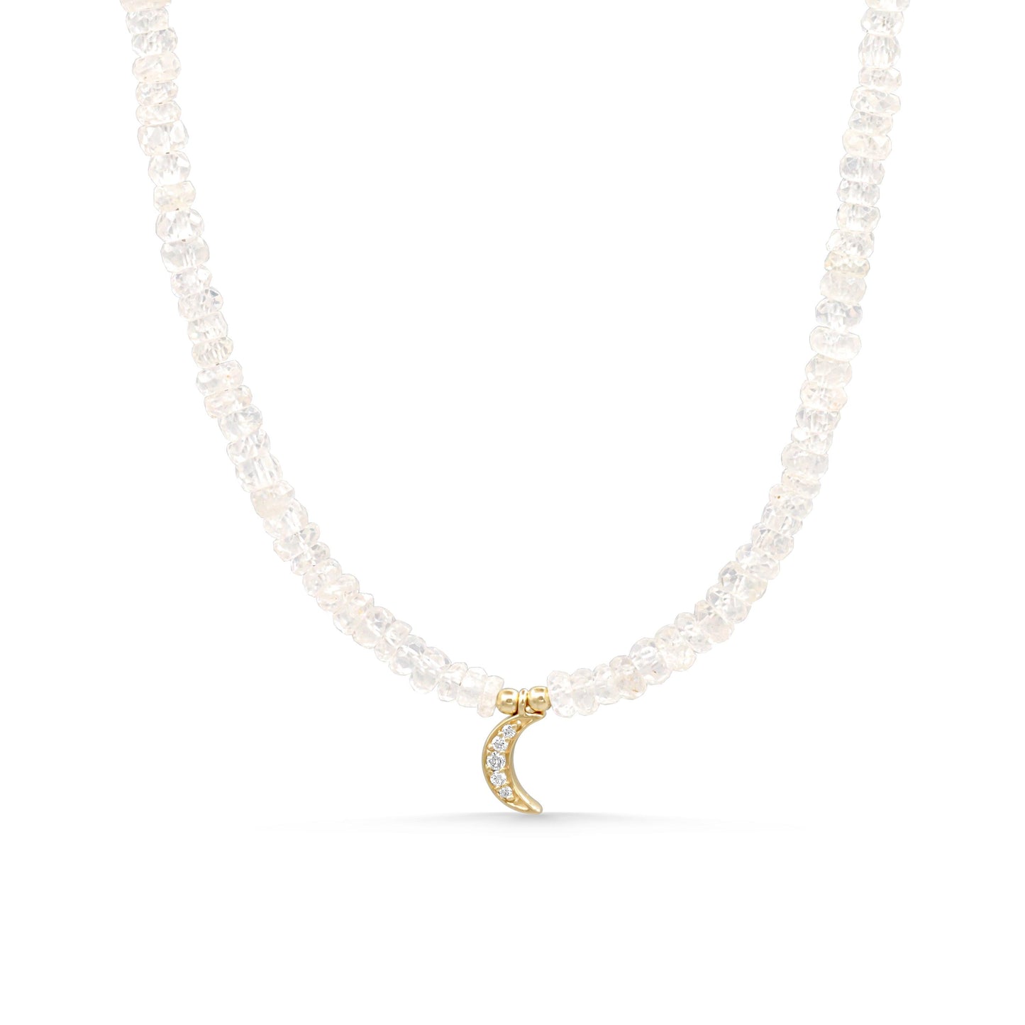 Natural Zircon Necklace with Diamond Crescent