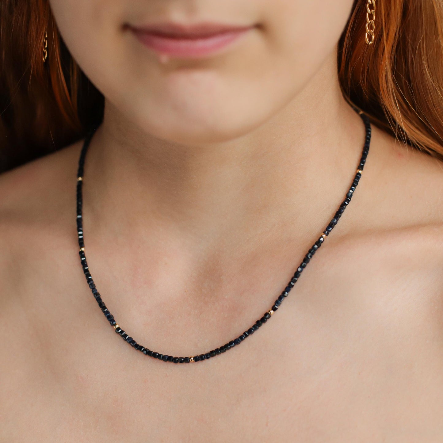 Blue Sapphire Cube Gold filled