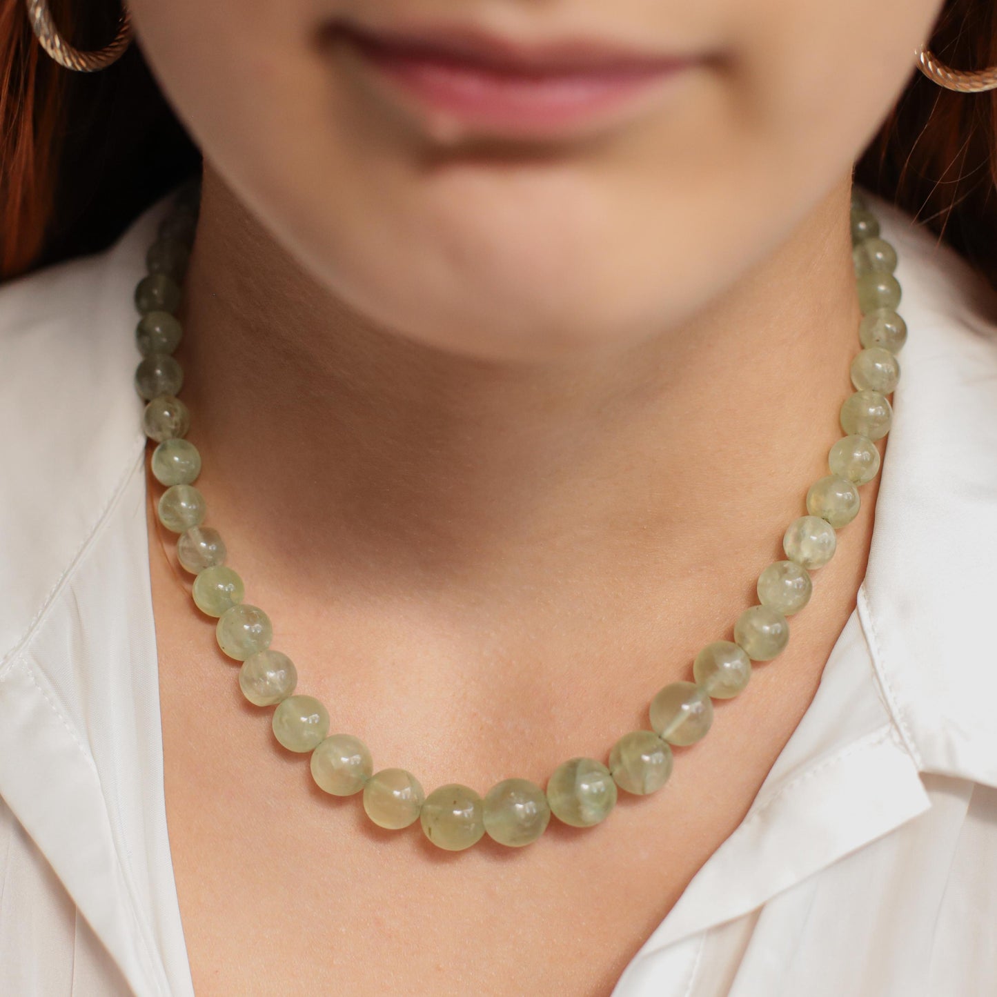 Prehnite necklace | 100% genuine prehnite beaded necklace | dainty beaded prehnite necklace | AAAA prehnite jewelry | prehnite gift