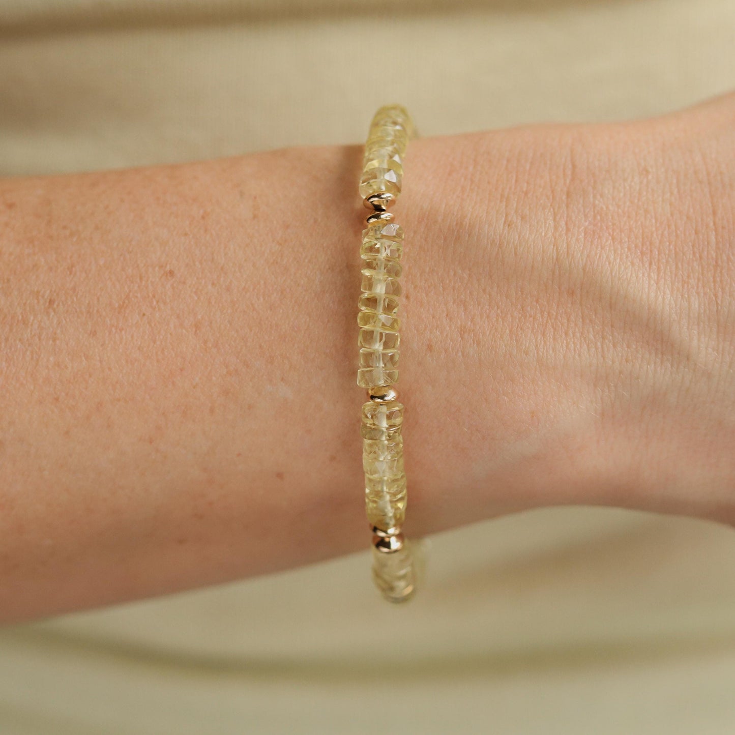 Natural Lemon Quartz Bracelet | beaded Lemon Quartz | dainty Lemon Quartz beaded bracelet | 14k gold filled | Lemon Quartz jewelry