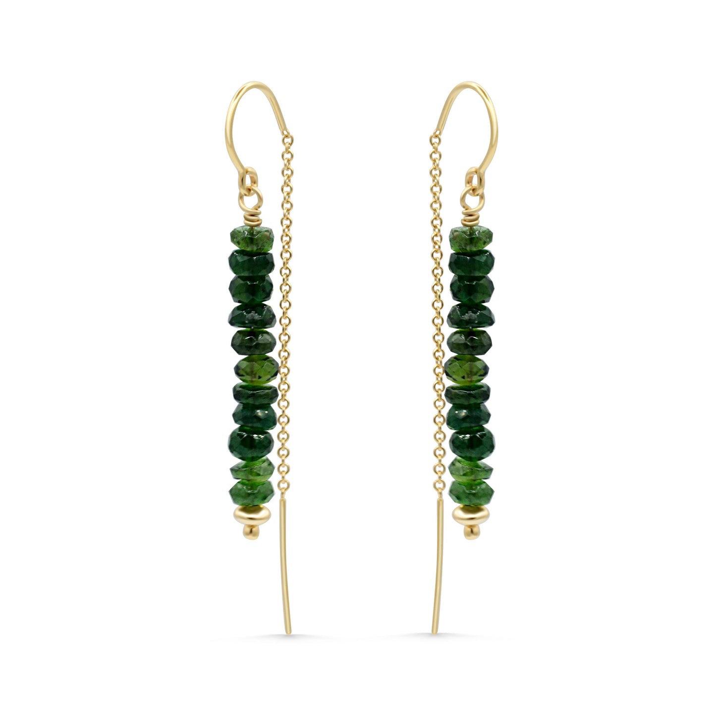 Green tourmaline threaders - 14K gold filled