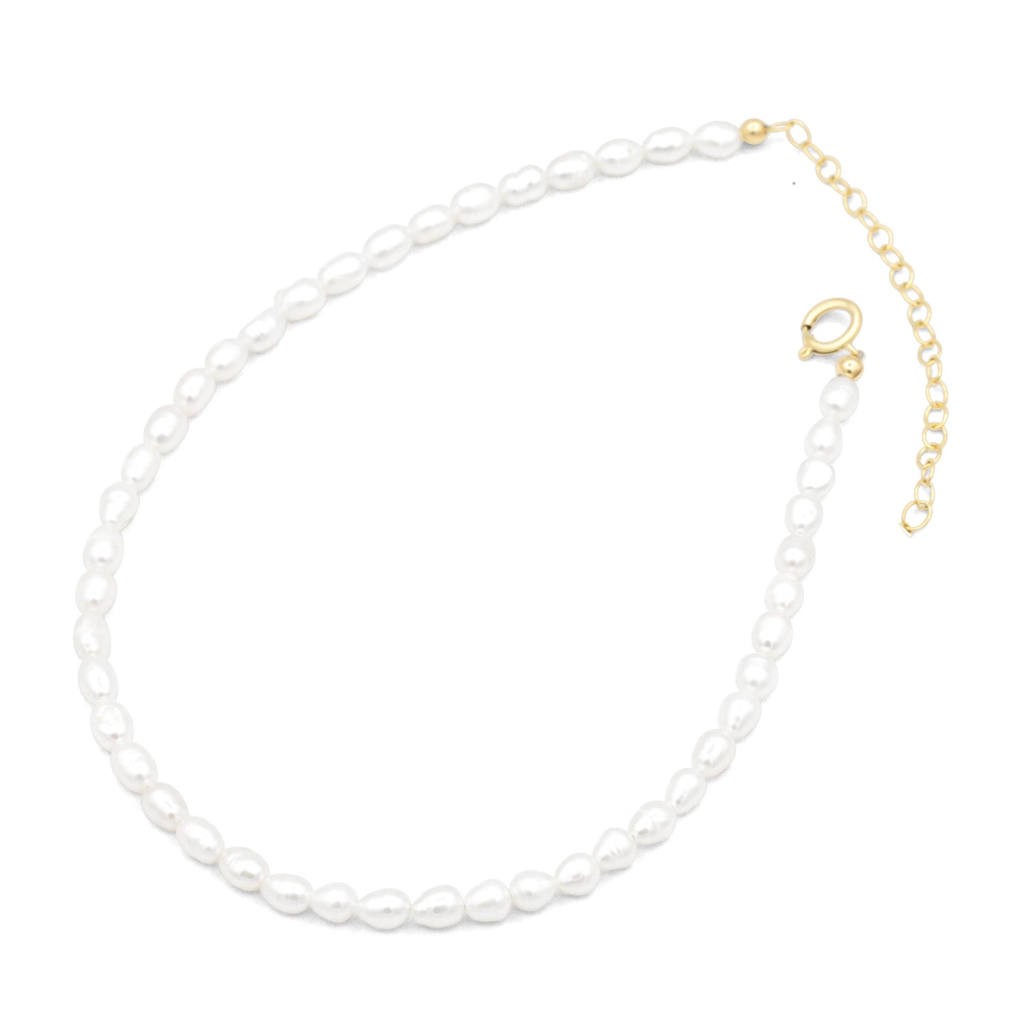 14K SOLID GOLD Fresh Water Pearl Anklet | Beaded anklet bracelet 14K | women's beaded ankle bracelet | peal jewelry | pearl anklet