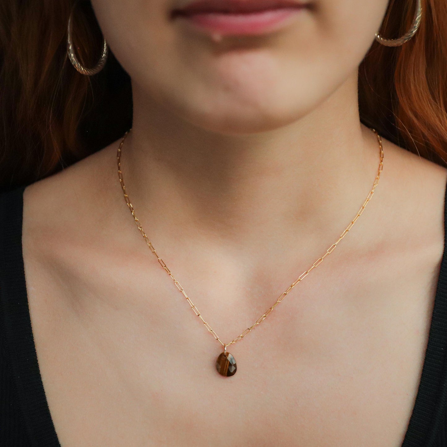 Tiger's eye pendant Necklace, Tiger's eye necklace, Tiger's eye quartz jewelry, 14K gold filled Tiger's eye necklace, Tiger's eye #GP