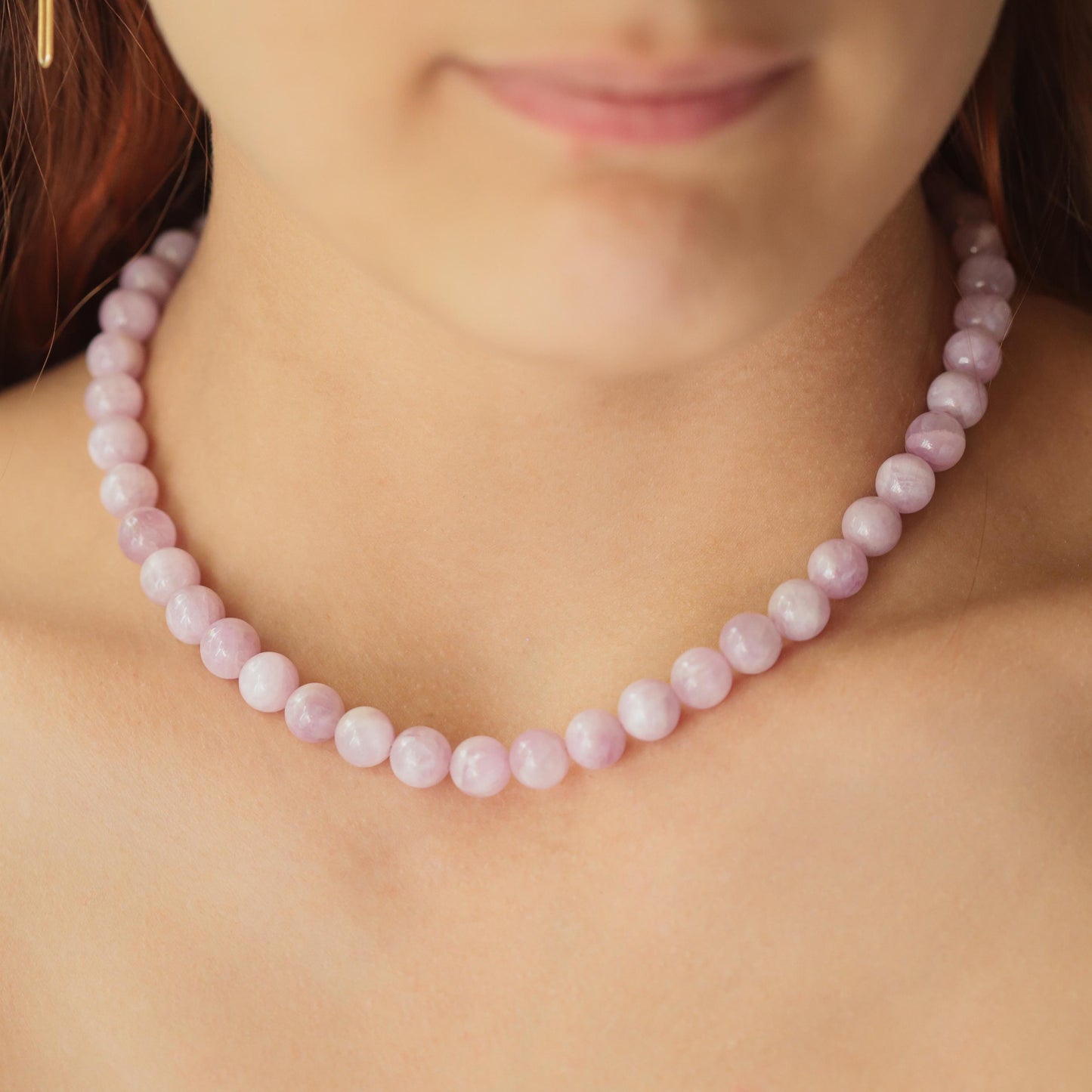 Kunzite Beaded Necklace, 9mm kunzite | kunzite Necklace | kunzite Necklace | kunzite 14K gold filled | women's kunzite jewelry