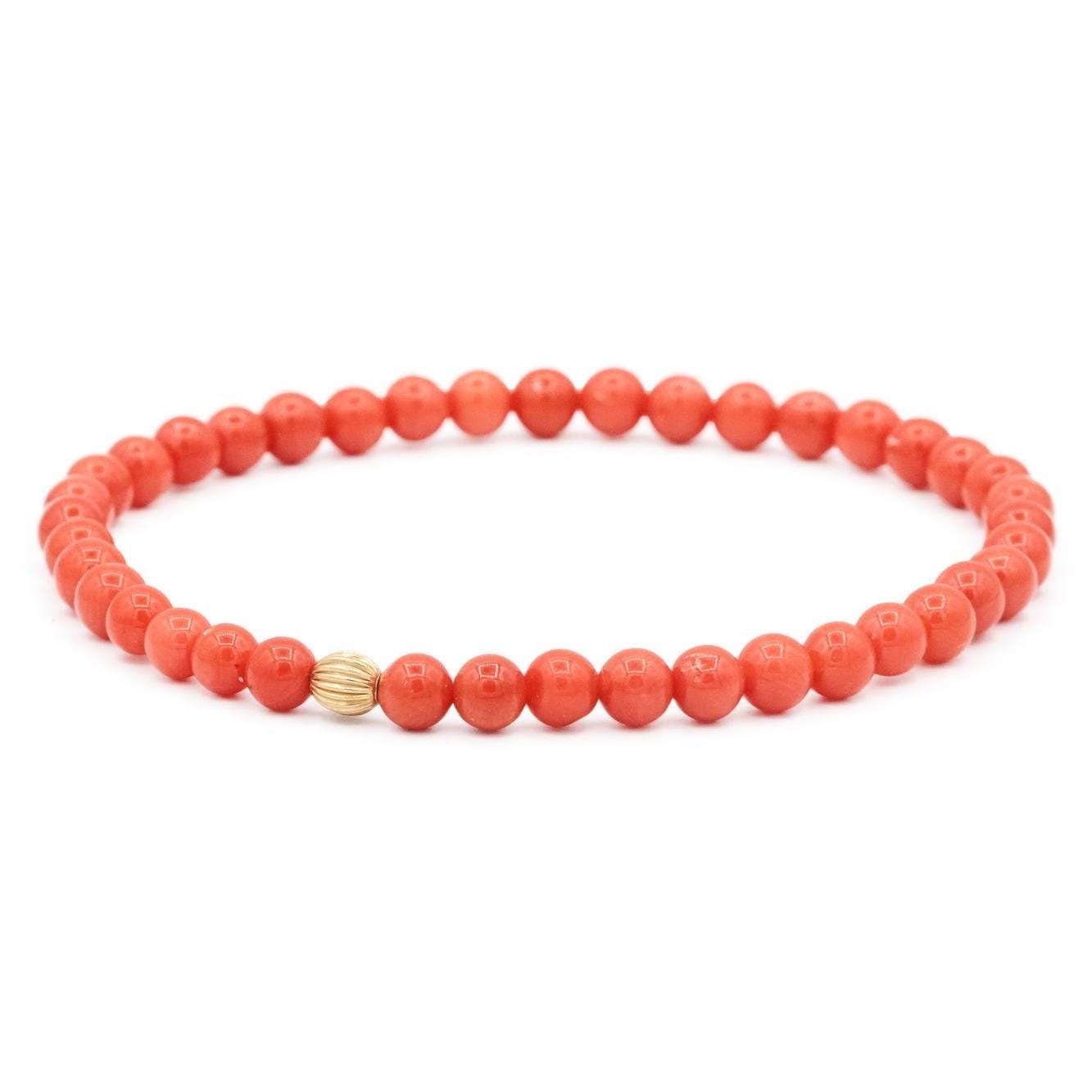 Authentic Italian Coral 4mm | Mediterranean Sea Red Coral 4mm | Genuine red coral 4mm | Beaded red coral bracelet | Natural Coral