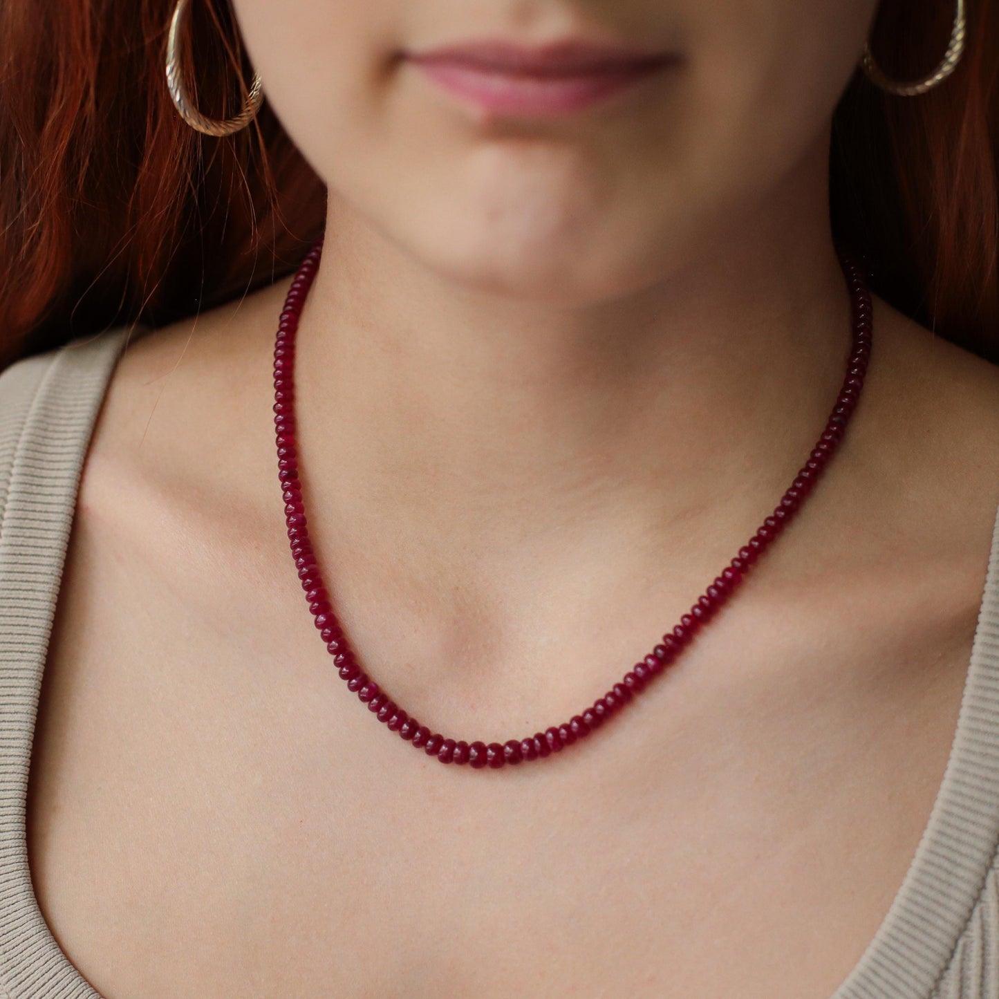 14K GOLD Longido Ruby necklace | Beaded pink ruby Longido Ruby necklace | Ruby necklace Longido Ruby | July birthstone necklace