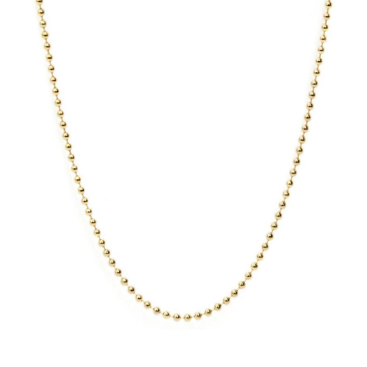 14K SOLID GOLD Chain, High Quality Gold Bead Necklace, Dainty Chain, Gold Chain, Minimalist Necklace, Layering Necklace #0270