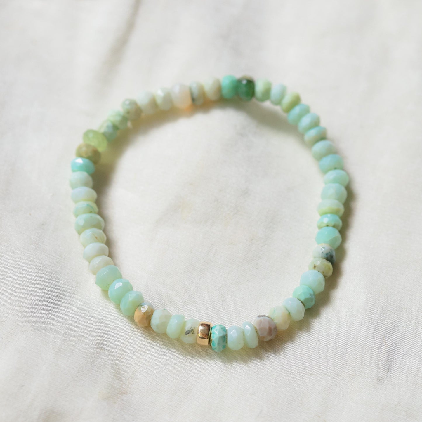 14K GOLD Peruvian Opal bracelet | Beaded Peruvian opal bracelet, green opal bracelet | delicate peruvian opal jewelry | gemstone peruvian