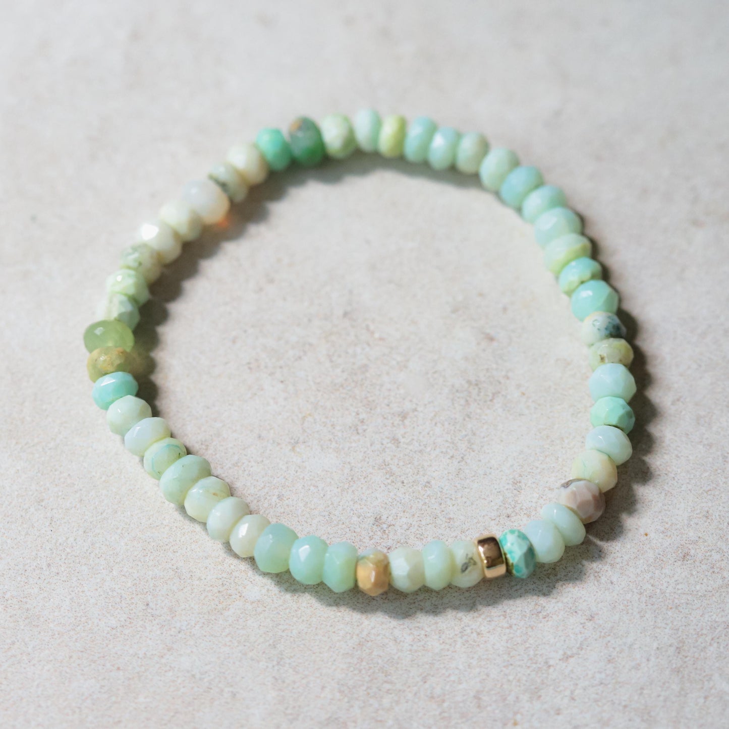 14K GOLD Peruvian Opal bracelet | Beaded Peruvian opal bracelet, green opal bracelet | delicate peruvian opal jewelry | gemstone peruvian
