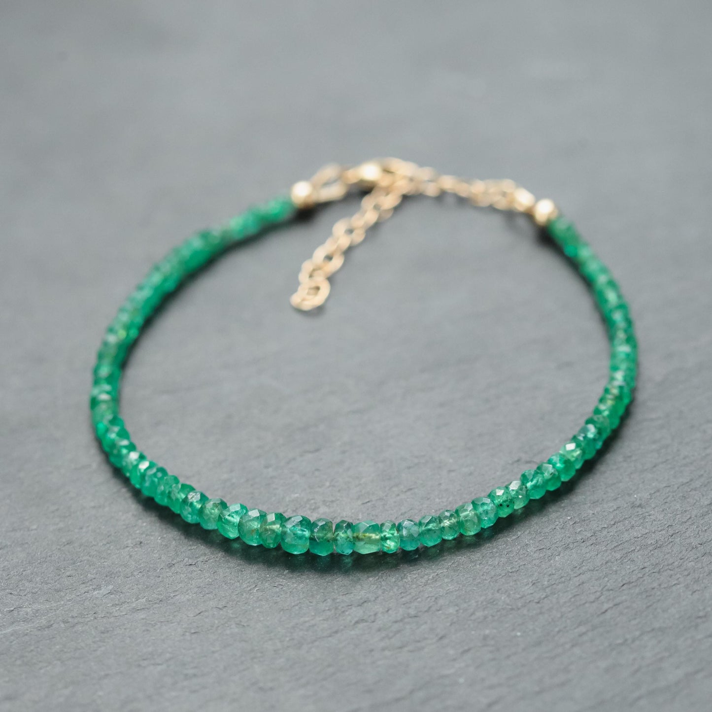 14K GOLD faceted Zambian Emerald Bracelet, Zambian dainty [EBZP1089 | Genuine Zambian emerald | Zambian emerald, may birthstone