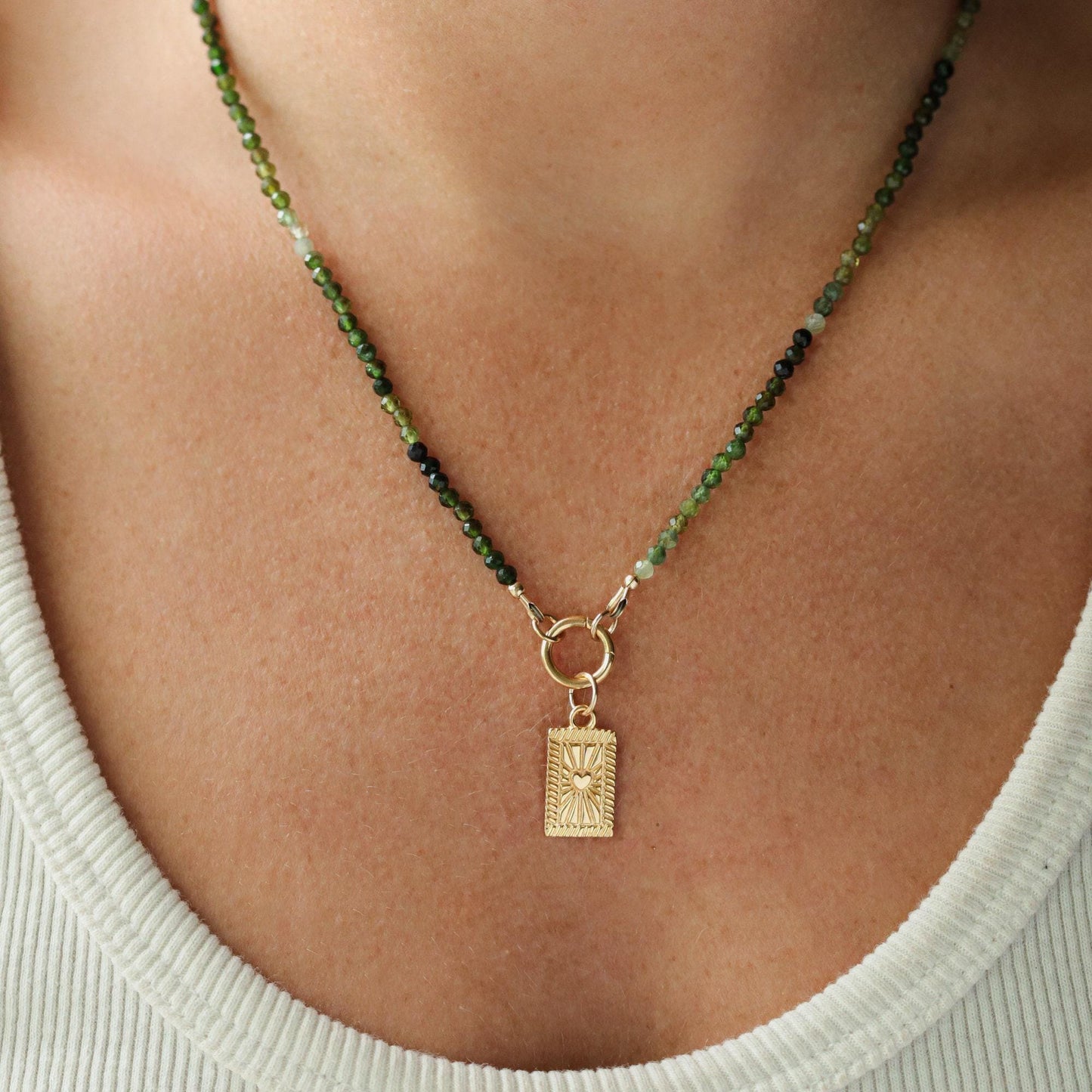 Green Tourmaline Carabiner Necklace