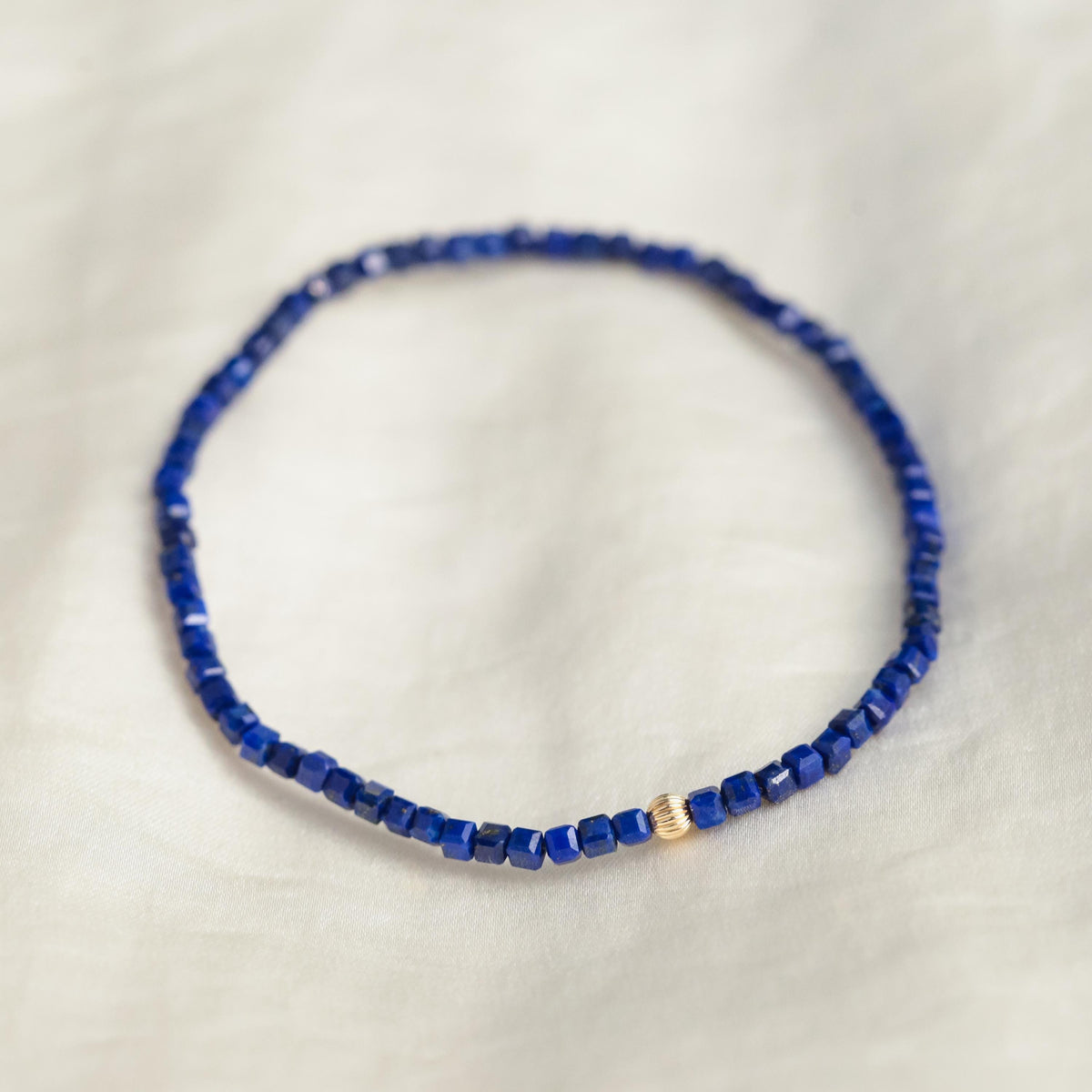Lapis Lazuli Cube Bracelet - 14K