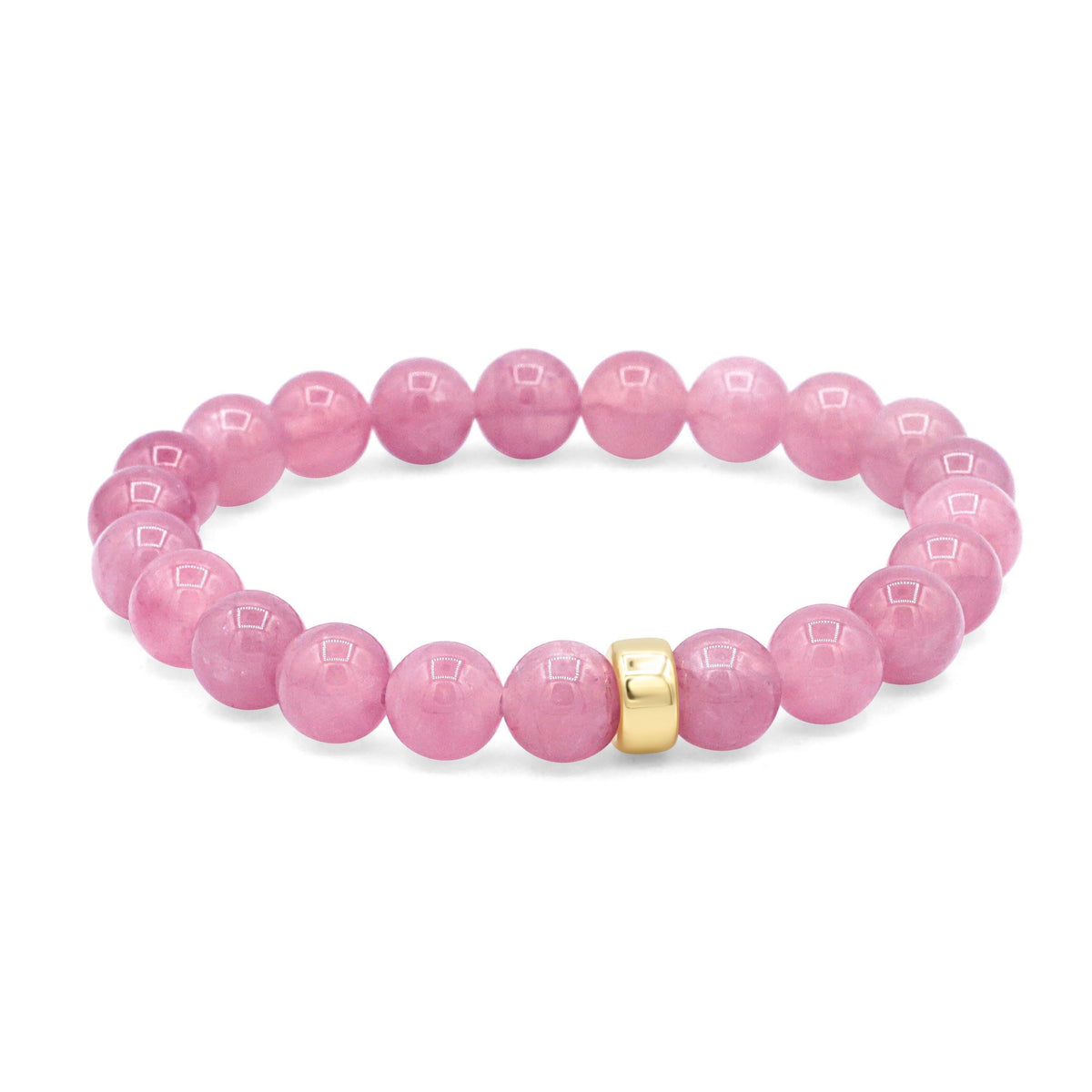 8mm Madagascar rose quartz gemstone from Earthly Abundance showing soft pink color and smooth polished surface.