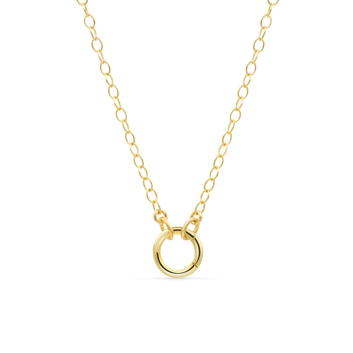 14K gold-filled cable chain necklace by Earthly Abundance, close-up of the chain’s elegant links on a neutral background.