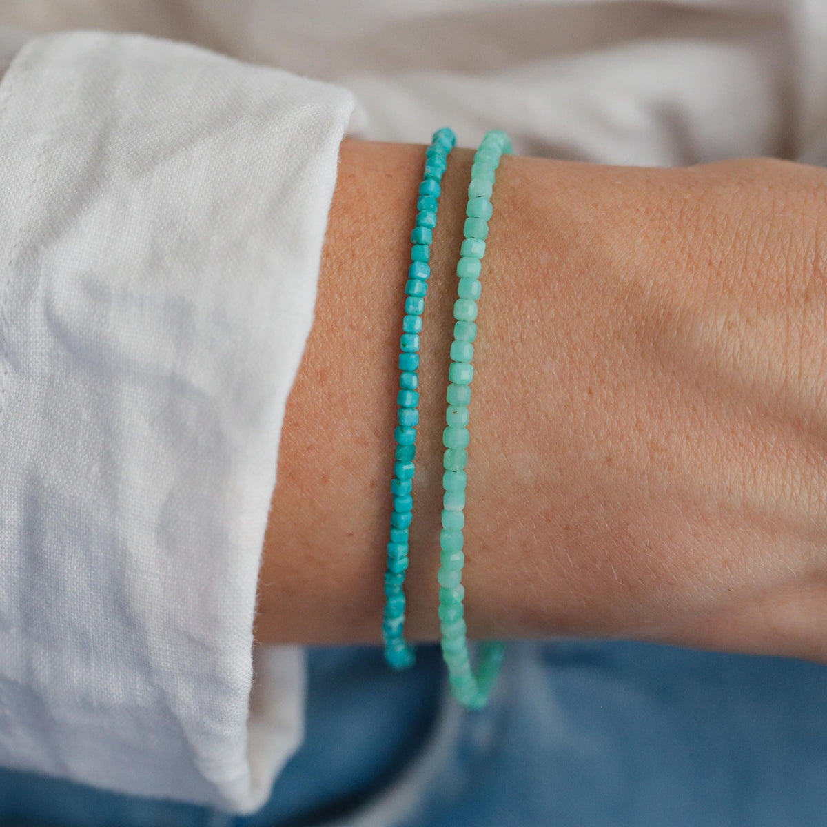 Cube-Cut Gemstone Bracelet - 14K