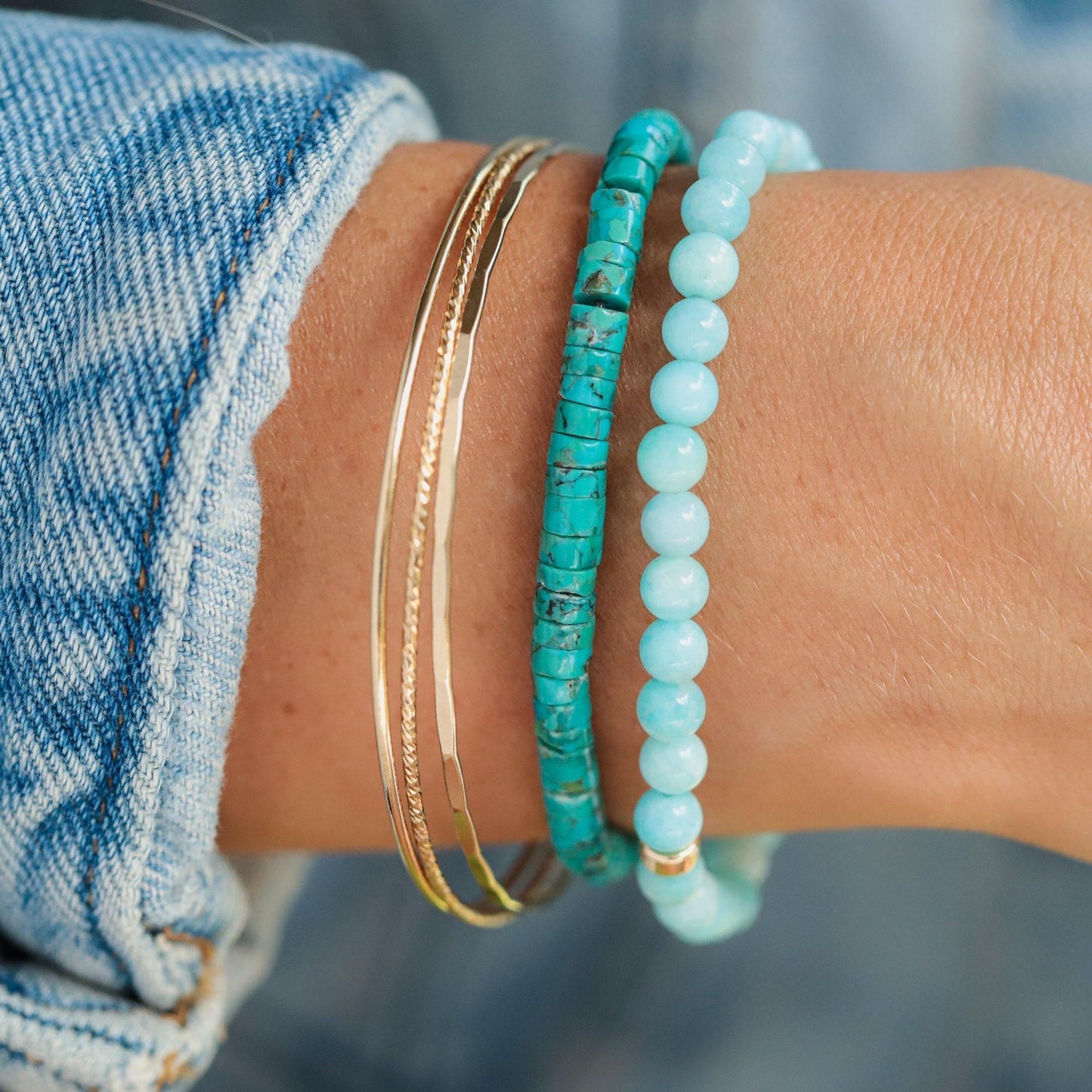 Azure Whisper – Peruvian Amazonite & Diamond Bracelet Peruvian Amazonite Bracelet 5mm, Bright Amazonite, Peru Amazonite