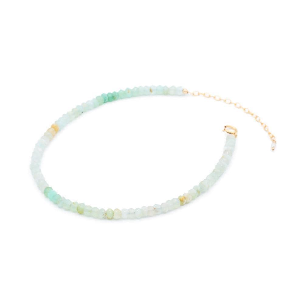 Peruvian opal anklet with beads and silver accents from Earthly Abundance, showcasing a delicate, handcrafted jewelry design.