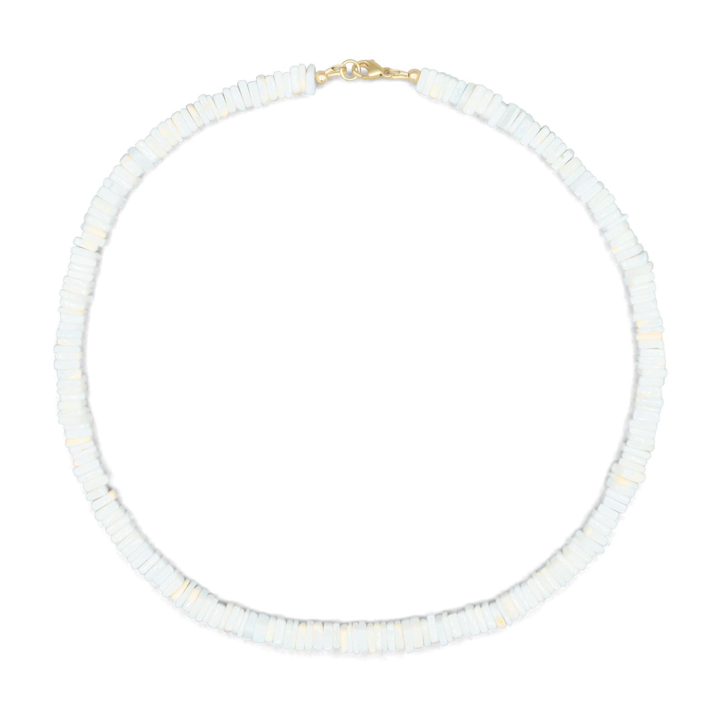 White opal necklace featuring coastal-inspired design from Earthly Abundance, showcasing a delicate pendant on a silver chain.