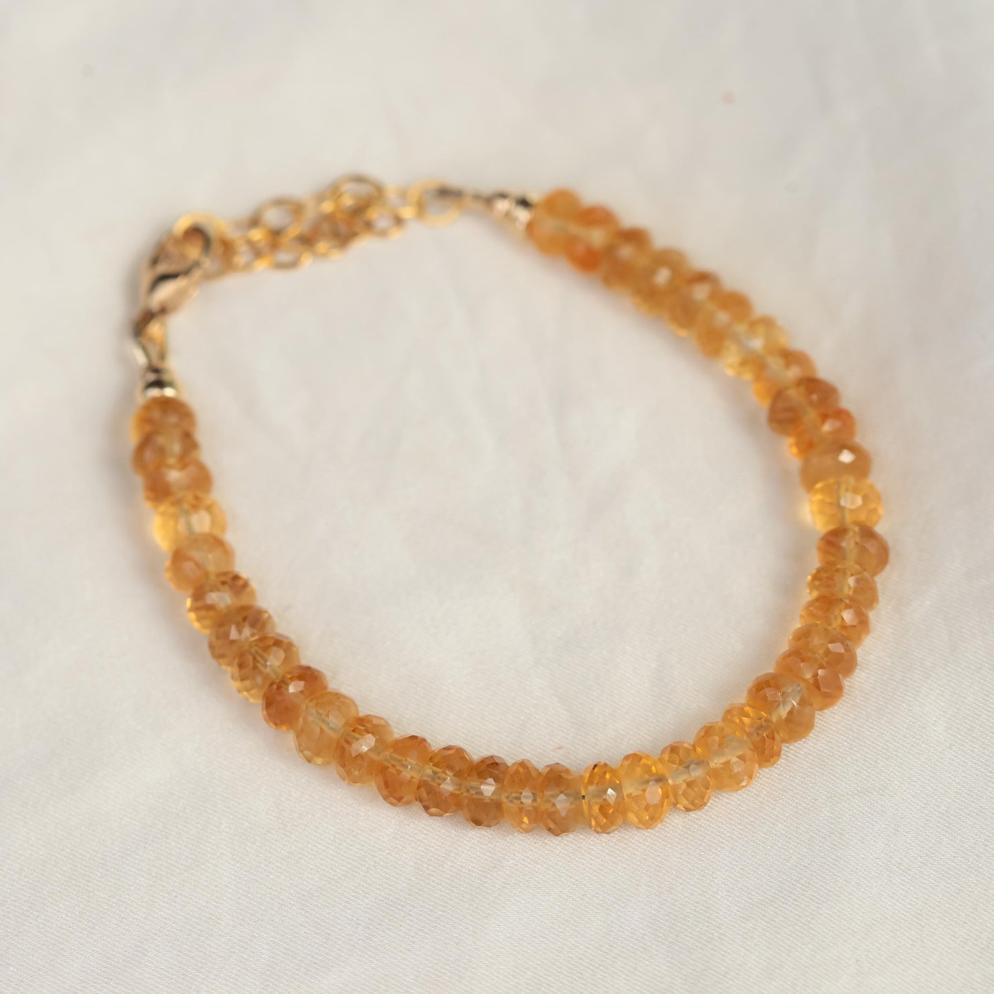Honey Citrine bracelet with 14K gold-filled accents from Earthly Abundance, featuring polished gemstone beads on a delicate chain.